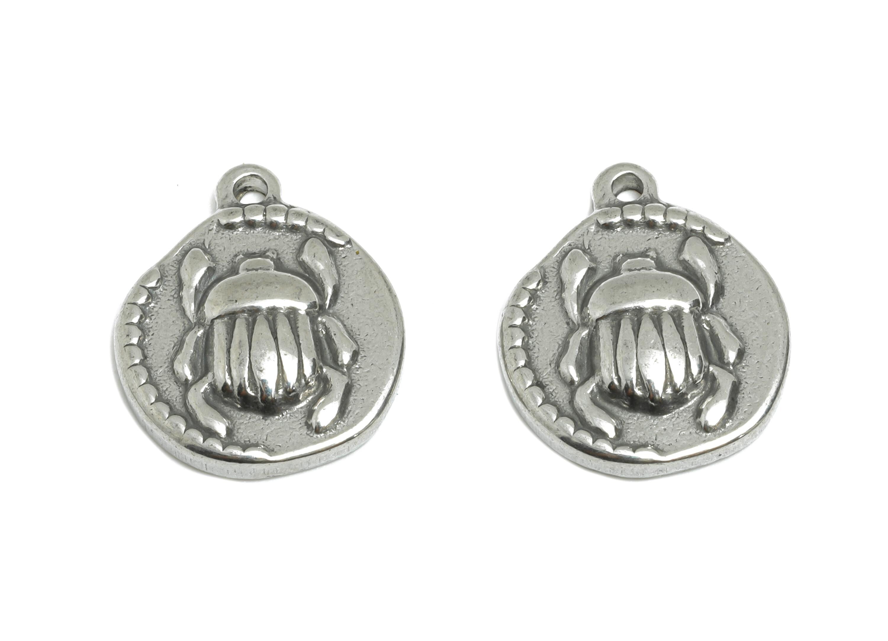 Stainless Steel Beetle Charms - Round Insect Pendant for Bracelet - DIY Jewelry Component - Steel Findings - 16.28x13.33x3.08mm - SS2107 - DOMEDBAZAAR