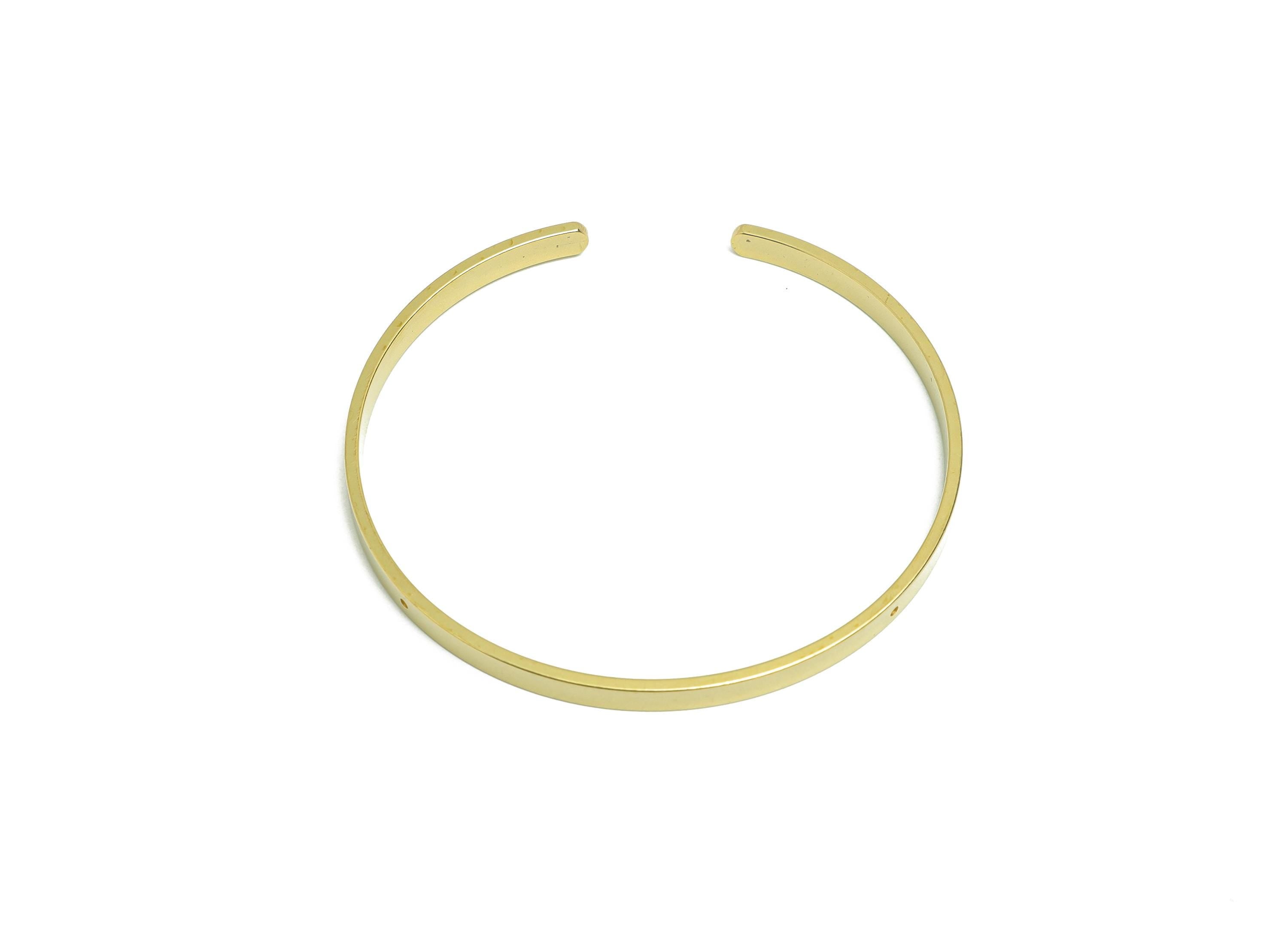 64mm Minimalist Hoop Bracelet - Raw Brass Open Hoop Bracelet - DIY Jewelry Making Supply For Bead - Adjustable Frame Bracelet - PP11202 - DOMEDBAZAAR