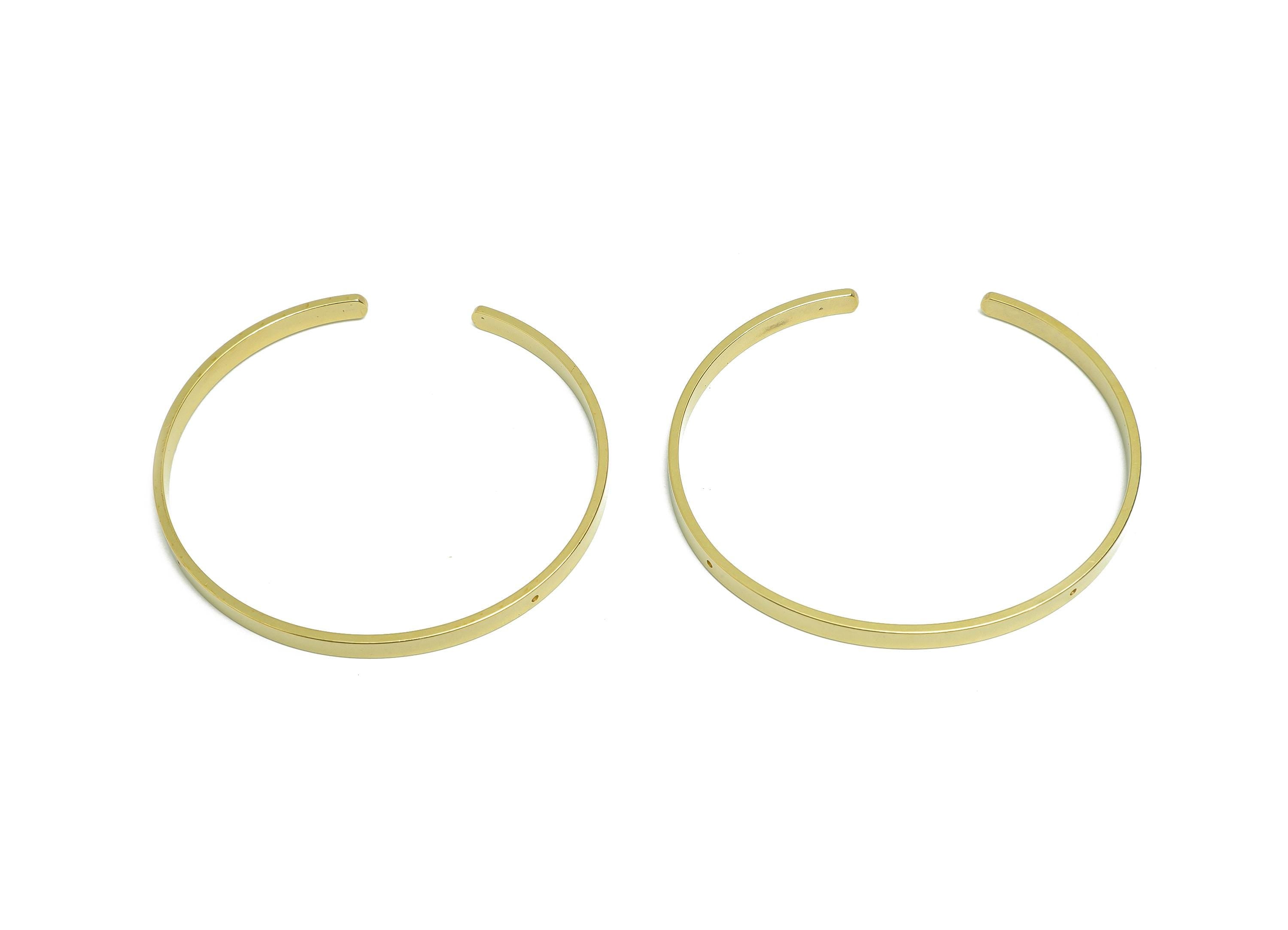 64mm Minimalist Hoop Bracelet - Raw Brass Open Hoop Bracelet - DIY Jewelry Making Supply For Bead - Adjustable Frame Bracelet - PP11202 - DOMEDBAZAAR