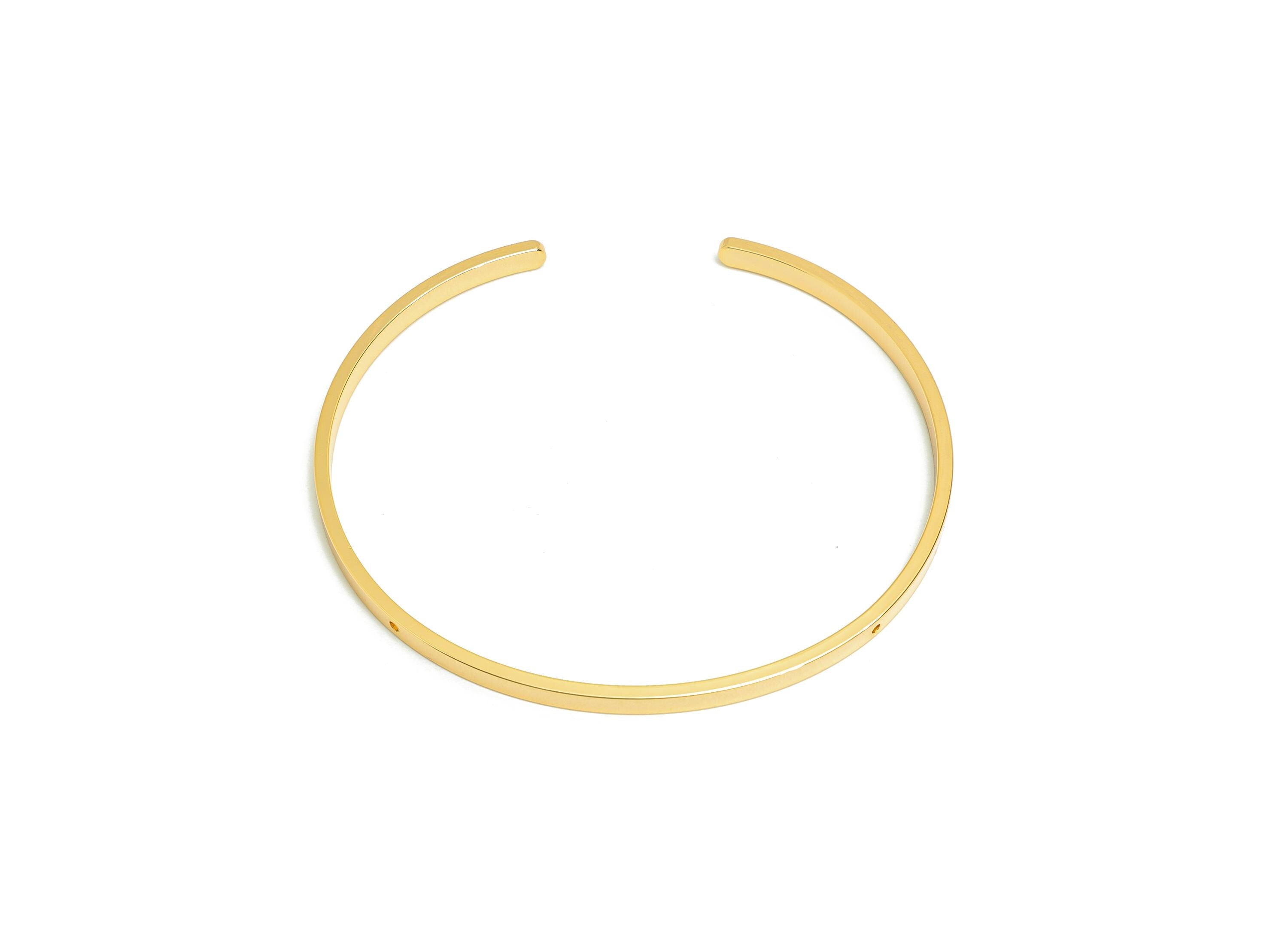 62mm Hoop Bracelet with holes - Brass Open Hoop Bracelet With 2 Holes - Bracelet Making - Bangle Bracelet - 18K Gold Plating - RGP10785 - DOMEDBAZAAR
