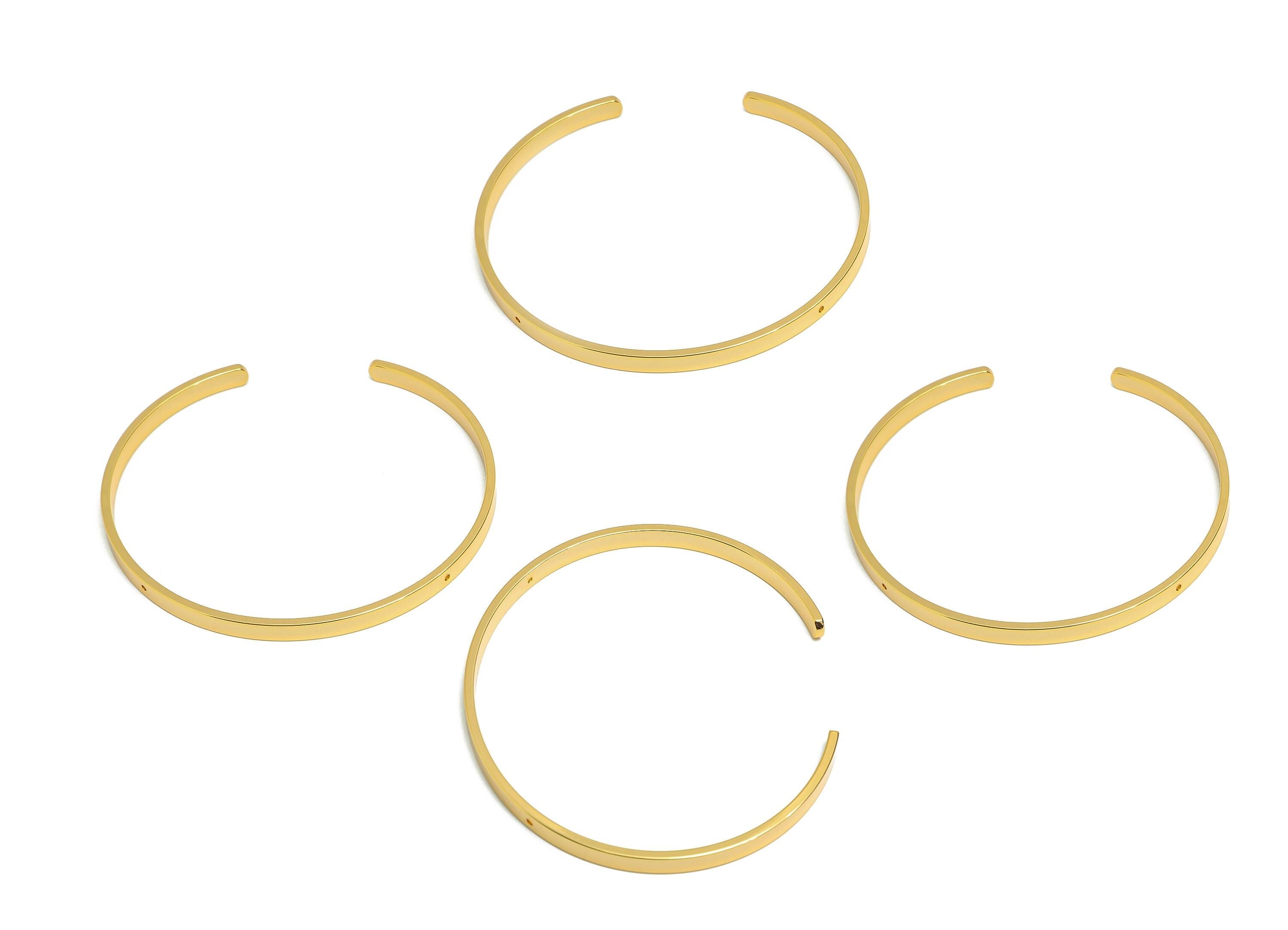 64mm Minimalist Hoop Bracelet - Raw Brass Open Hoop Bracelet - DIY Jewelry Making Supply With Hole - Adjustable Frame Bracelet - RGP10786 - DOMEDBAZAAR