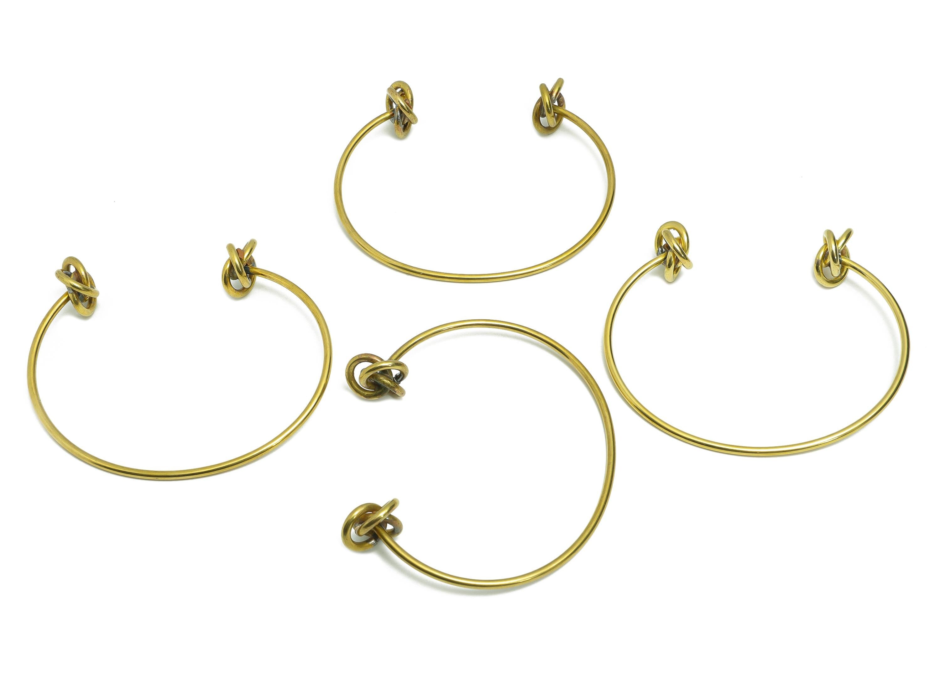 Open Cuff Bracelet - Raw Brass Knot Cuff Bracelet For Women - Adjustable Wire Cuff Jewelry - Modern Open Knot Bangle - 65x59x13mm - PP11203 - DOMEDBAZAAR