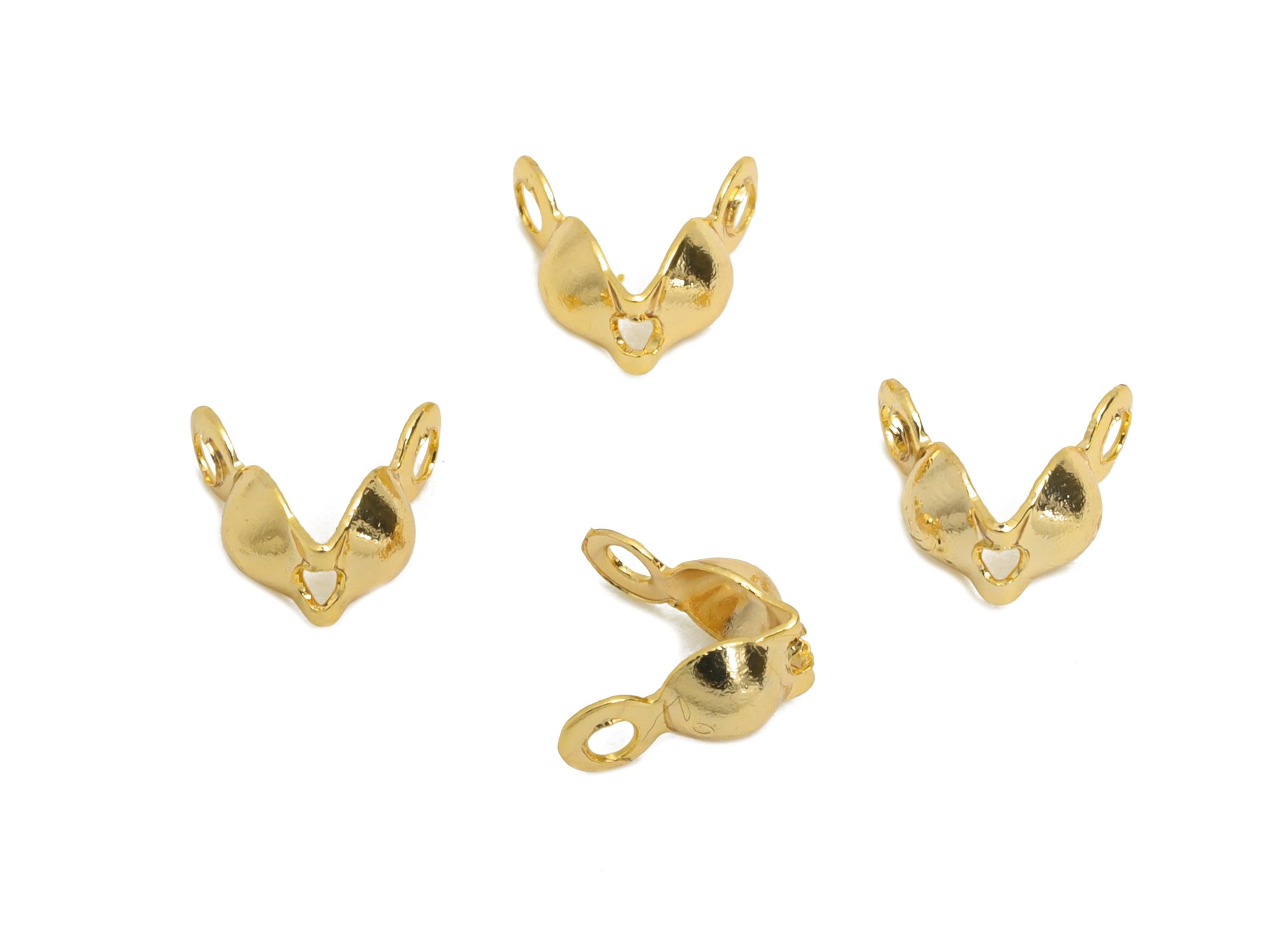 3.6mm Ball Chain Clasp - Gold Brass Crimp End Cap - Crimp Cover Bead - Cord Ends for Necklace Bracelet -18K Real Gold - 14x3.6x1mm -RGP10433 - DOMEDBAZAAR