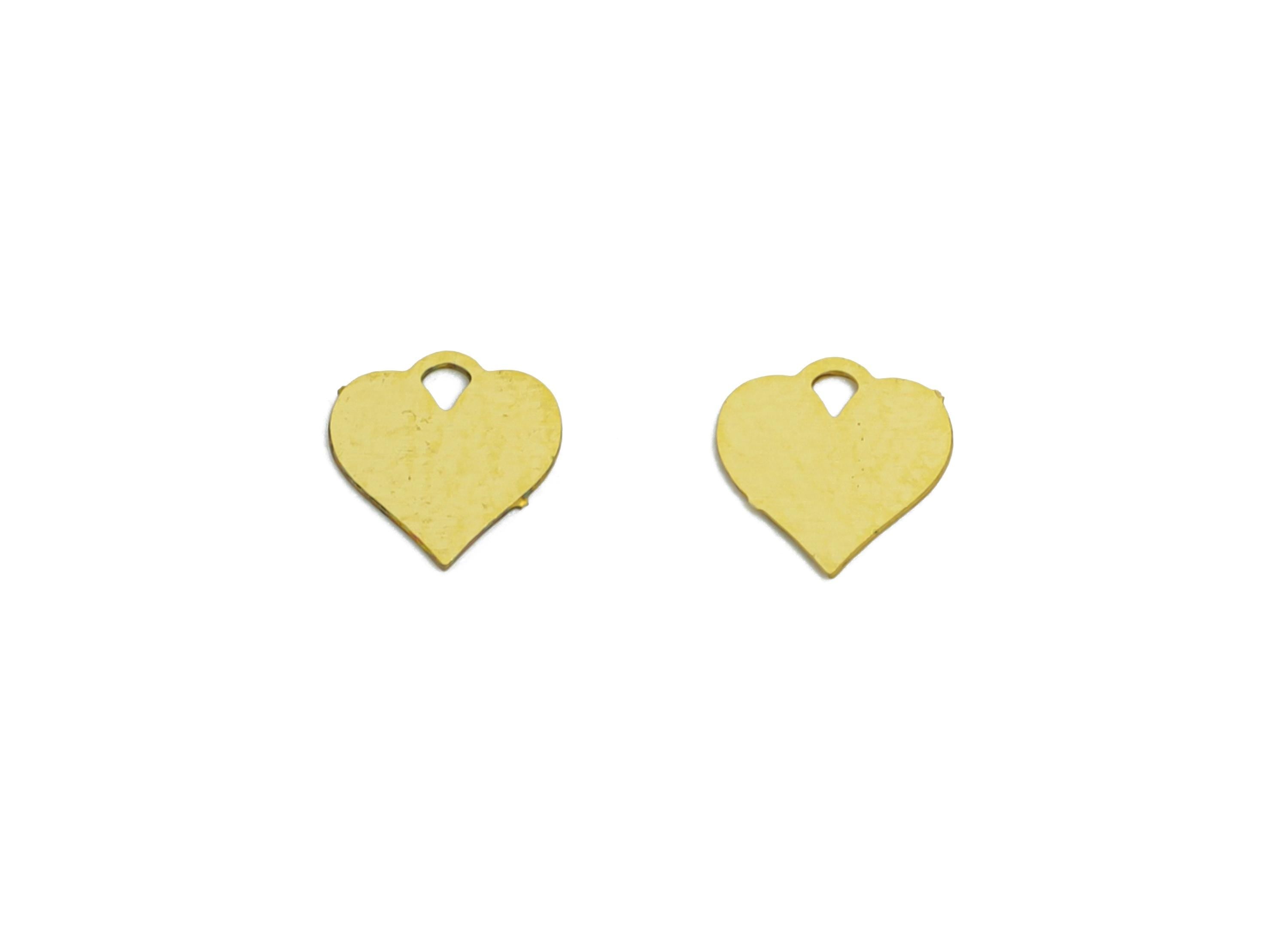 Brass Heart Earring Charm - Extension Chain Ends - Customizable Geometry Charm For Personalization - Chain Extender Ends - 5x4x0.3mm-JJC2615 - DOMEDBAZAAR