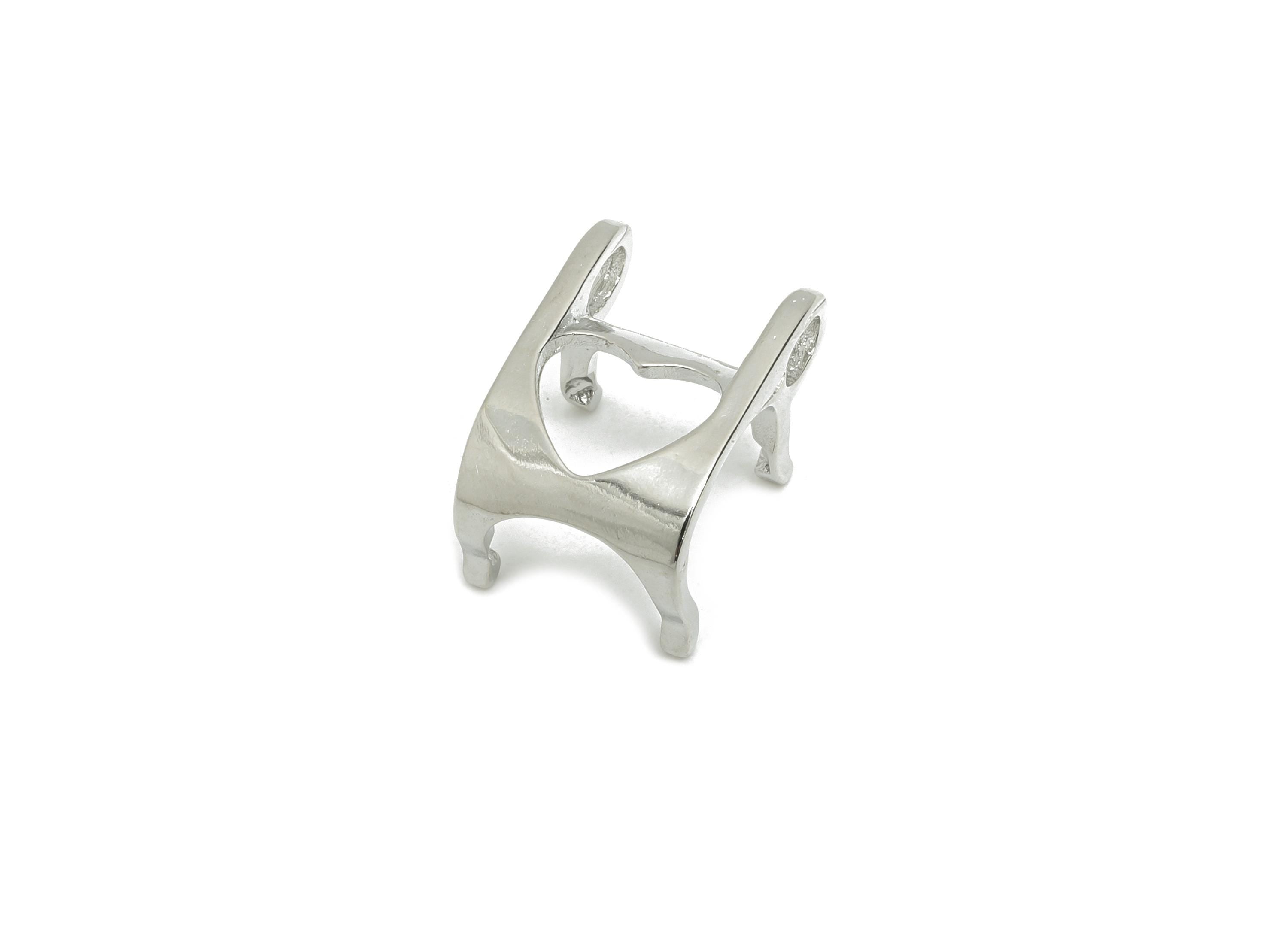 Brass Diamond Necklace Setting - Heart Necklace Pendant for Zircon - Classic Jewelry Accent - Silver Tone Plated - 14.5x9.7x7.8mm - RGP10770 - DOMEDBAZAAR