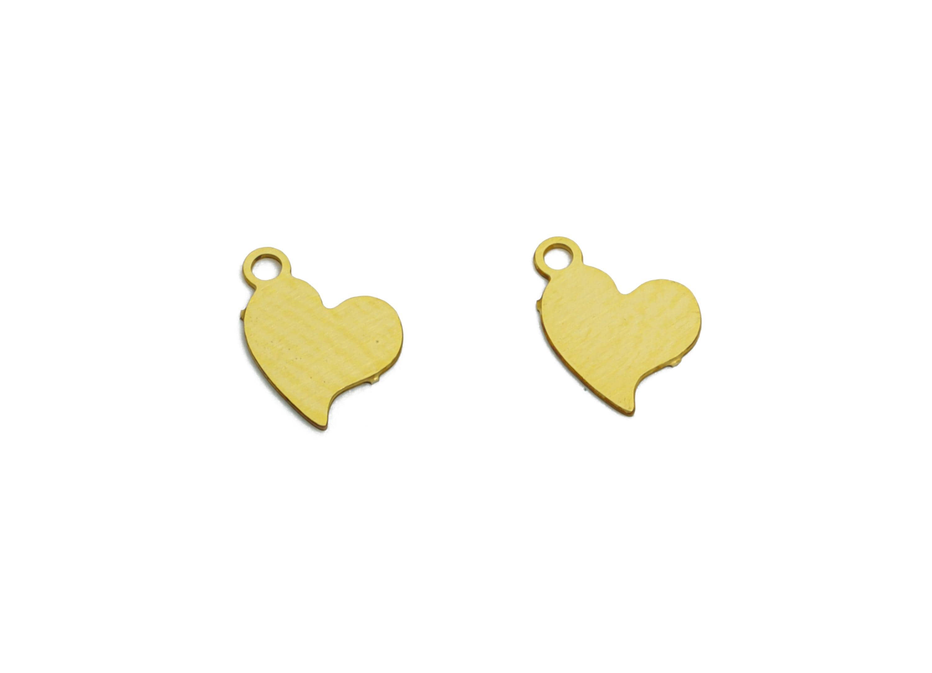 0.3mm Raw Brass Heart Tag - Extender Chain Ends - Chain Extension Ends - Tiny Geometric Heart Tag - Jewelry Making - 6x4.7x0.3mm - JJC2478 - DOMEDBAZAAR