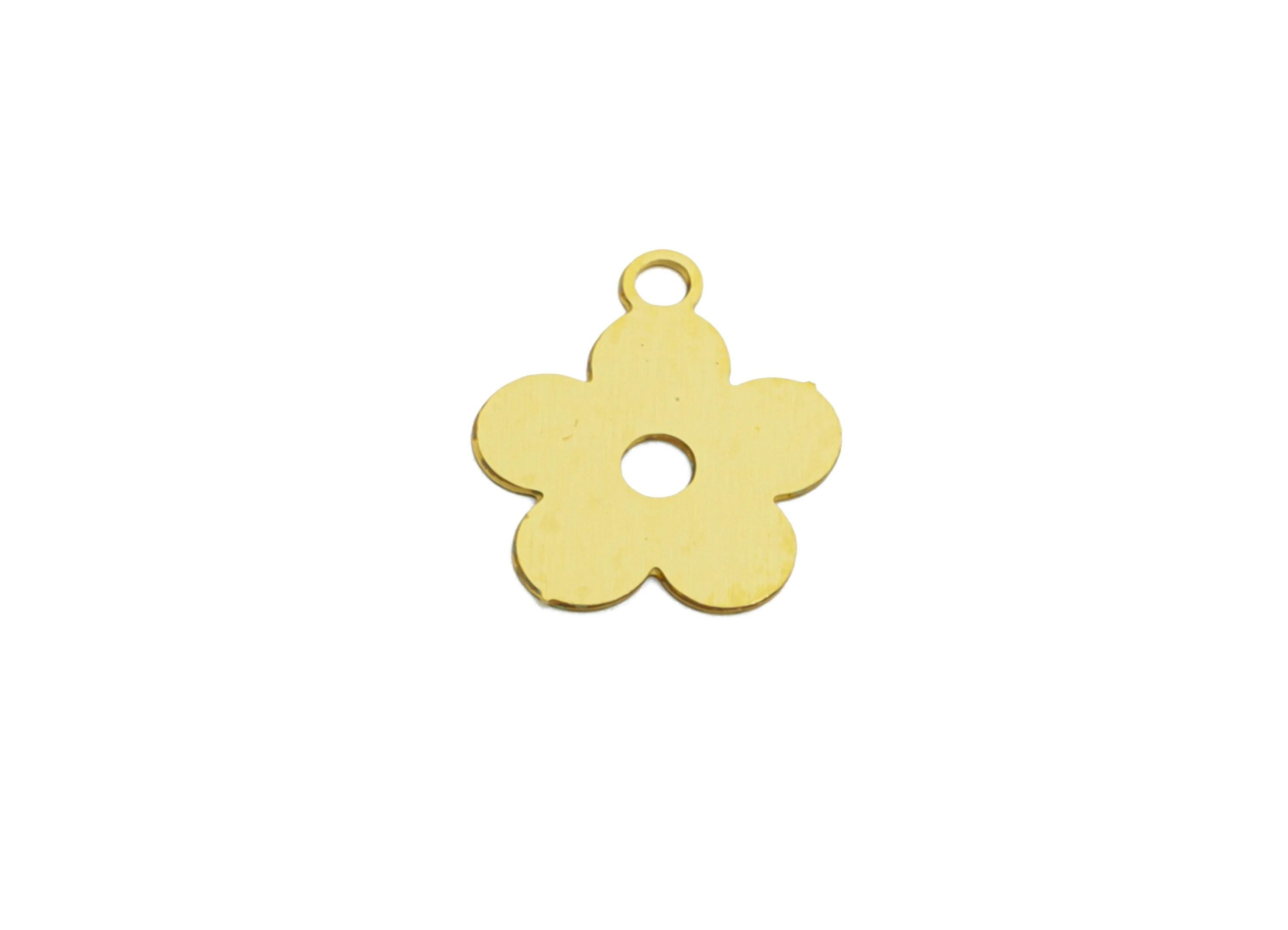 0.3mm Brass Flower Tag - Extender Chain Ends - Chain Extension Ends - Raw Brass Botanical Flower Tag - Jewelry DIY - 8.7x7.5x0.3mm - JJC5099 - DOMEDBAZAAR