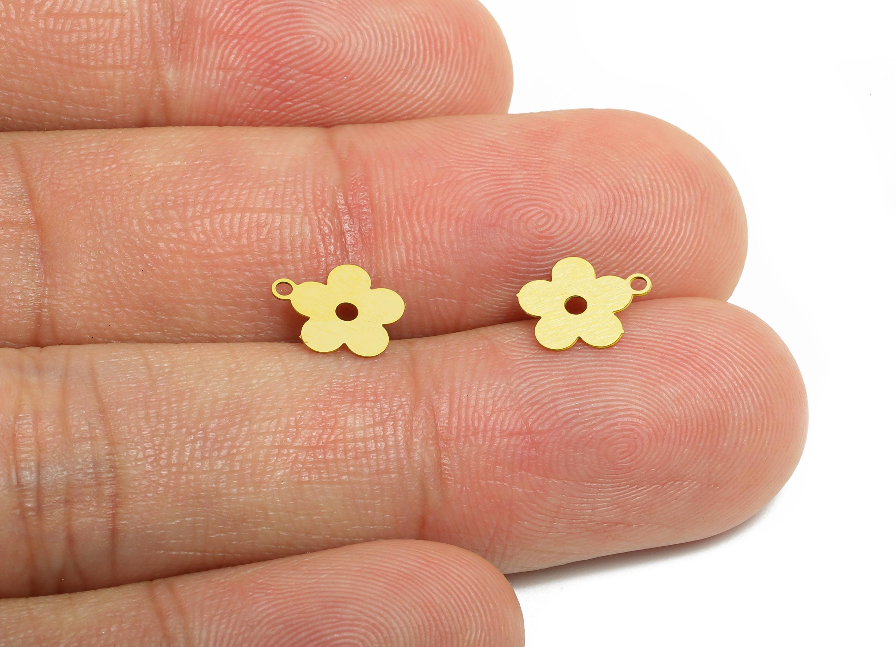 0.3mm Brass Flower Tag - Extender Chain Ends - Chain Extension Ends - Raw Brass Botanical Flower Tag - Jewelry DIY - 8.7x7.5x0.3mm - JJC5099 - DOMEDBAZAAR