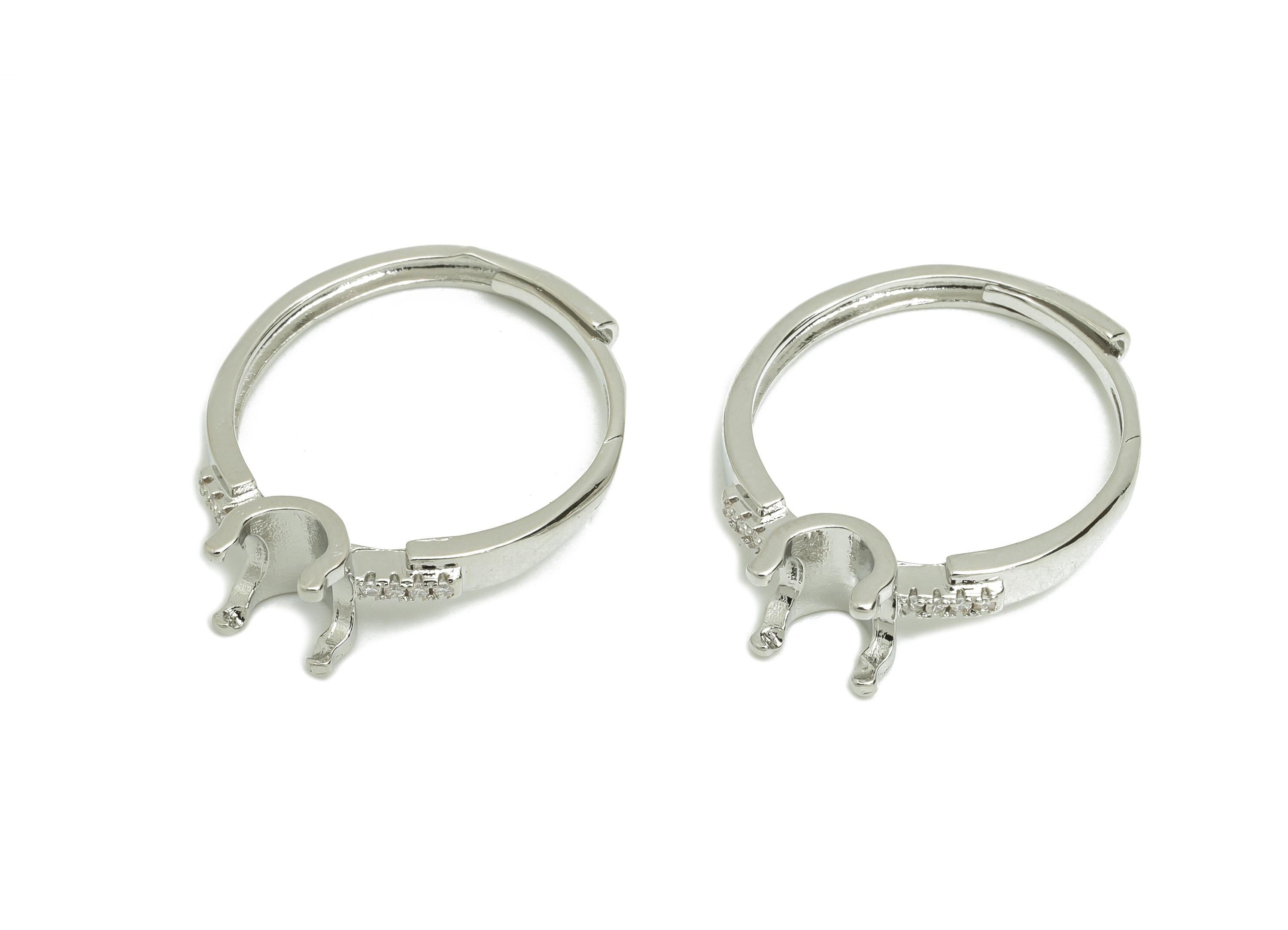 Prong Setting Ring For Gemstones - Adjustable Zircon Ring Base For DIY Jewelry - Silver Tone Plating - Classic Solitaire Ring - RGP10773 - DOMEDBAZAAR