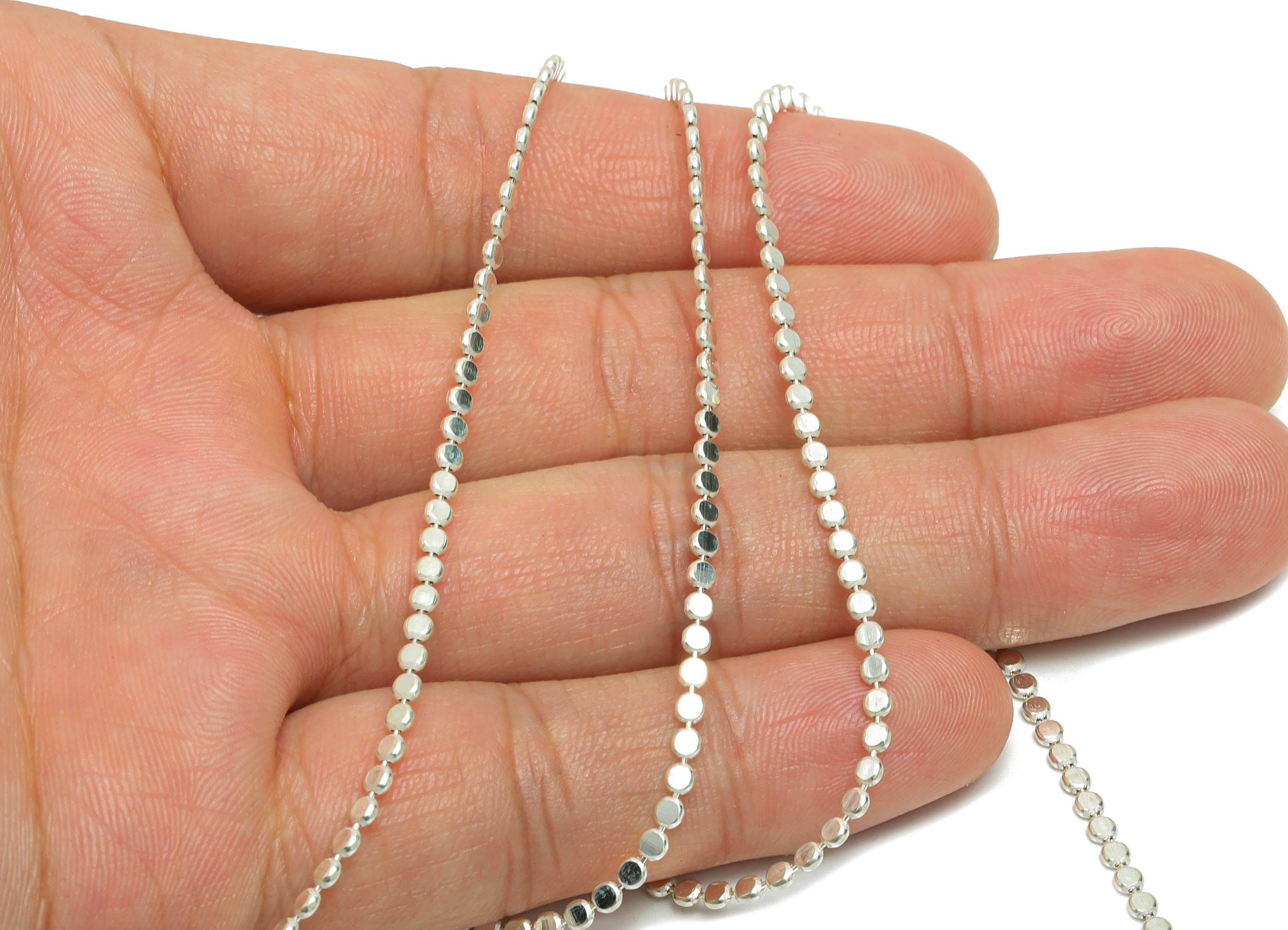 925 Sterling Silver Hammered Round Chain - Pressed Round Chain - Elegant Hammered Round Chain - Chain Jewelry Making - 2x2x1mm - RGP10775 - DOMEDBAZAAR