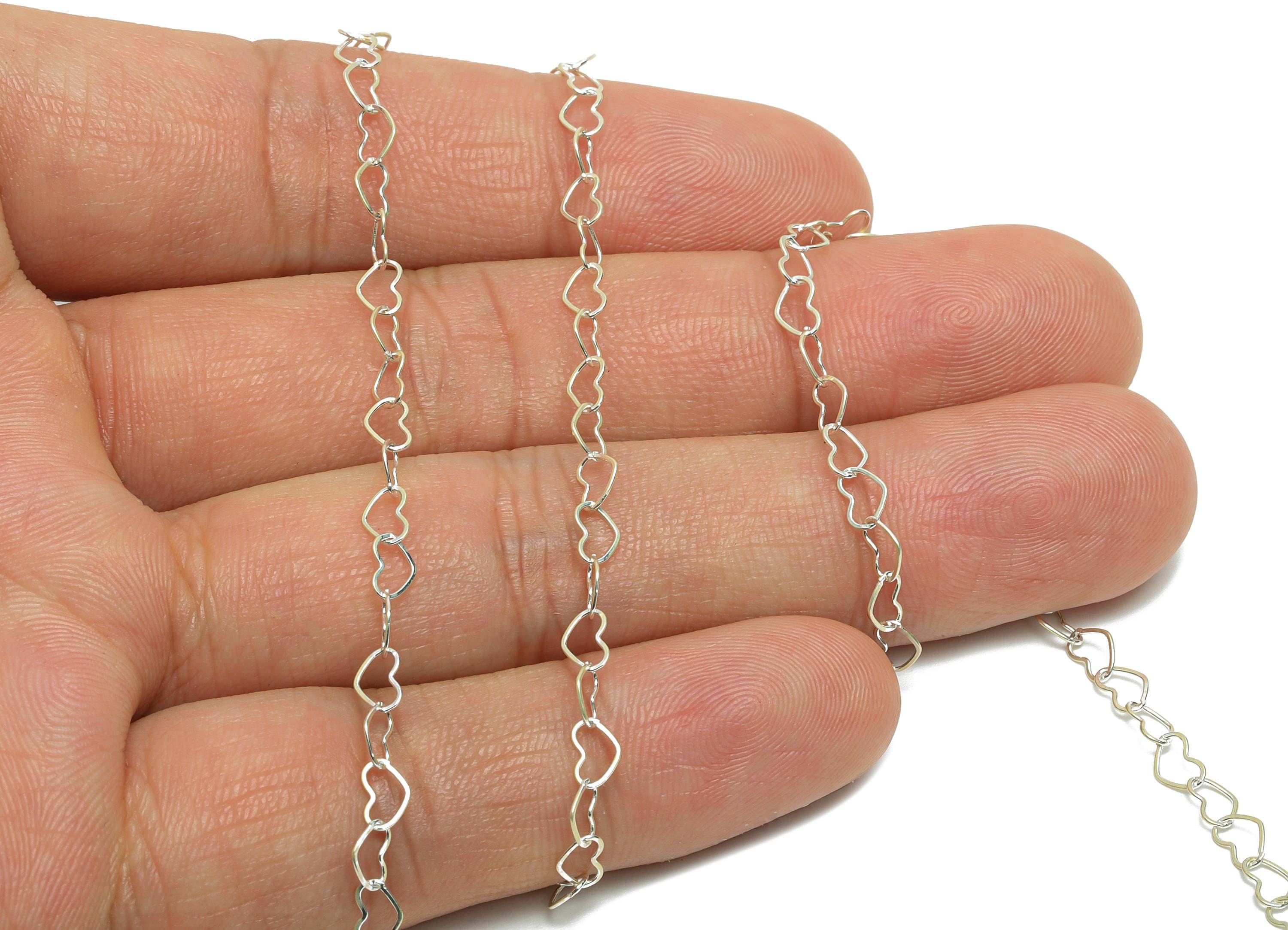 925 Sterling Silver Heart Link Chain - Heart Ring Chain - Finished Heart Link Chain - Handmade Chain - Jewelry DIY - 4.7x3x0.32mm - RGP10784 - DOMEDBAZAAR