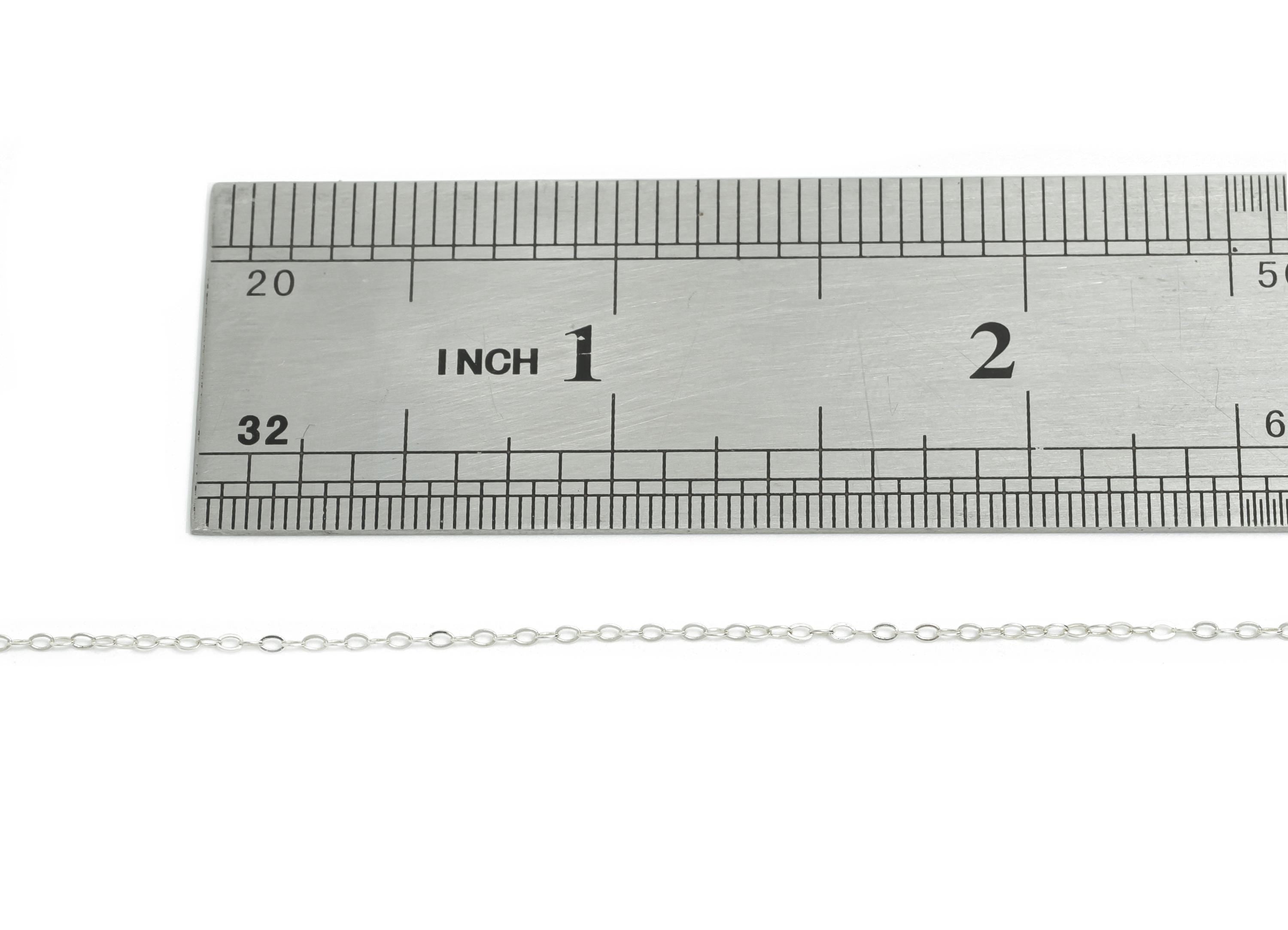 925 Sterling Silver Cable Chain - High-Quality Tiny Flat Cable Chain For Craft - Classic Link Chain For Bracelet  - 1.7x1x0.3mm - RGP10777 - DOMEDBAZAAR