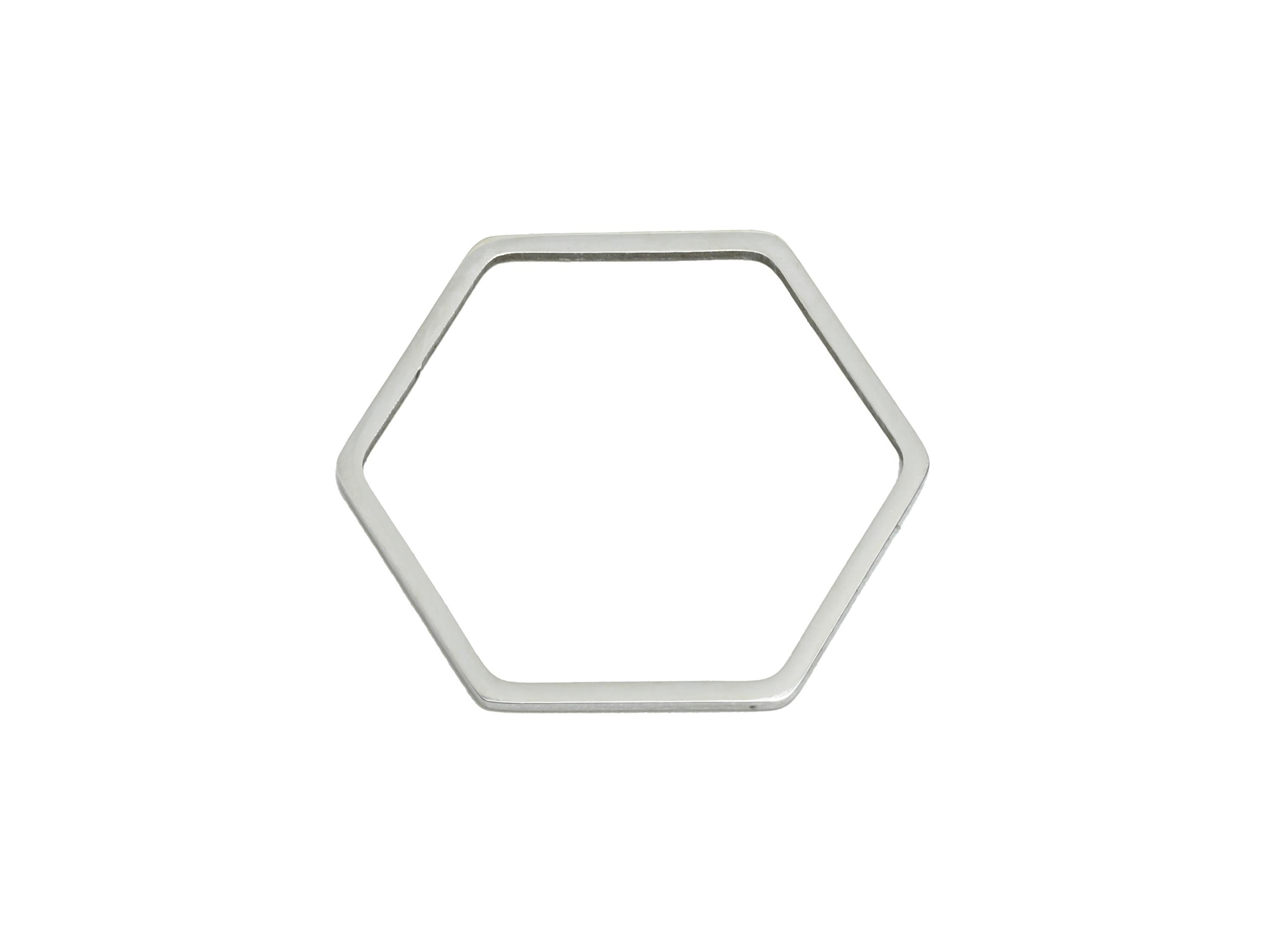 22mm Steel Hexagon Ring Earring Charm - Geometric Jewelry Connector for DIY Making - Lightweight Hollow Hexagon Charm -22x19.8x0.9mm -SS2679 - DOMEDBAZAAR