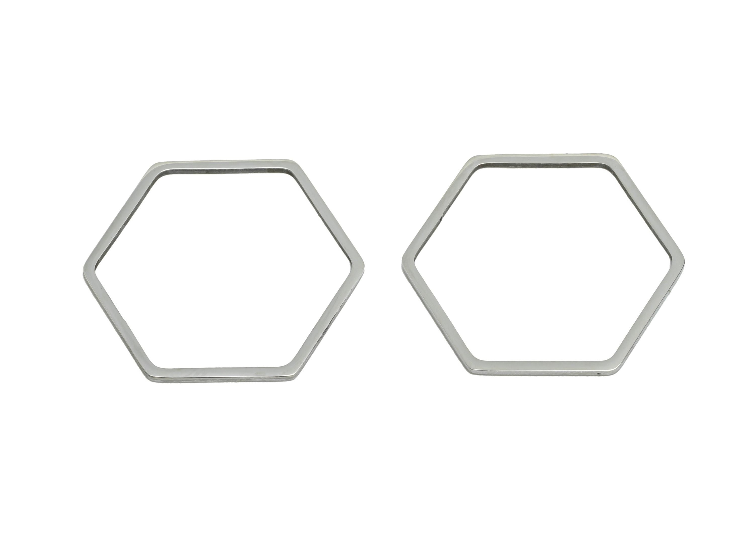 22mm Steel Hexagon Ring Earring Charm - Geometric Jewelry Connector for DIY Making - Lightweight Hollow Hexagon Charm -22x19.8x0.9mm -SS2679 - DOMEDBAZAAR