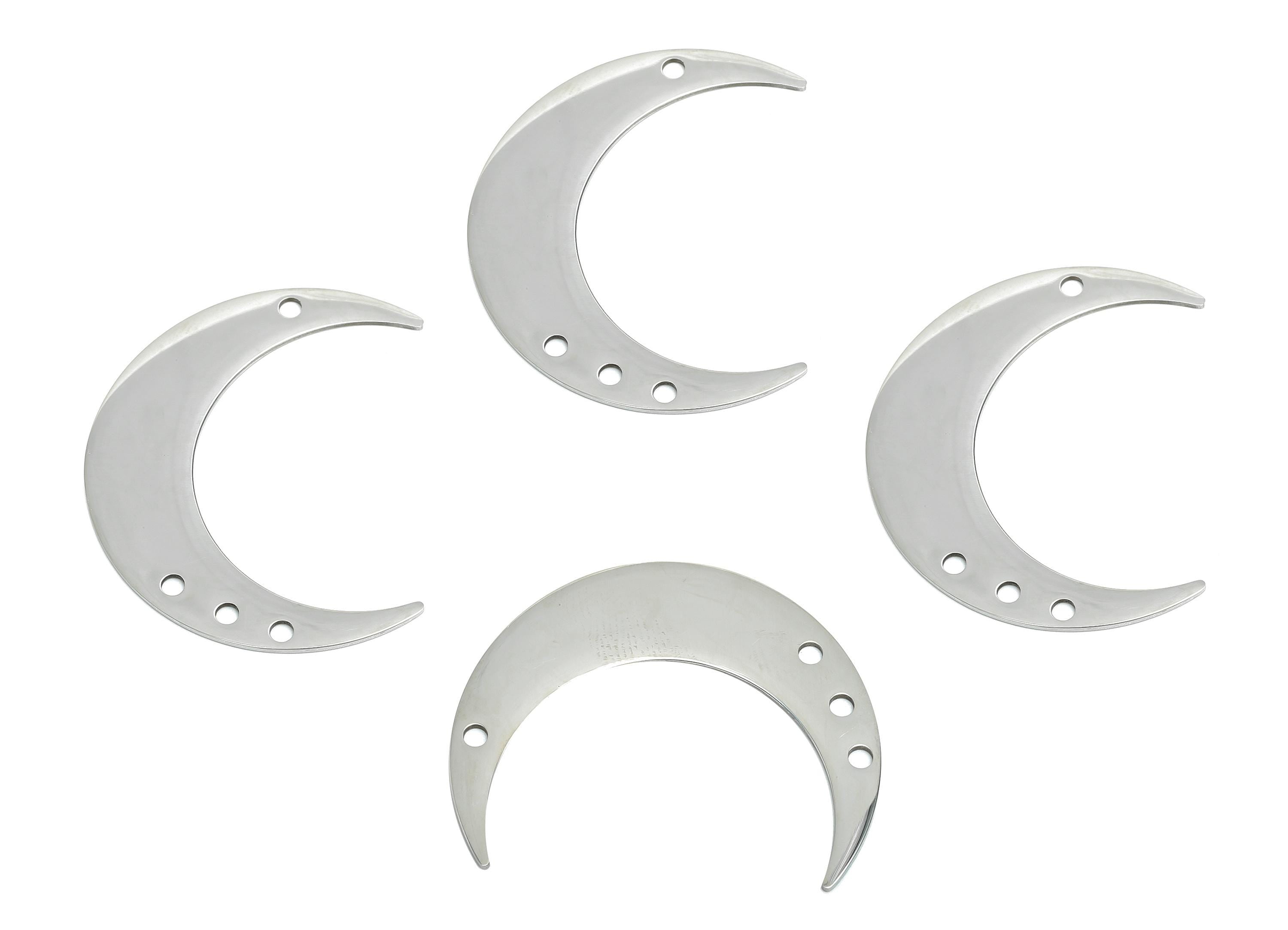 Steel Crescent Connector - Steel Moon Jewelry Charm - Celestial Jewelry Supply - Moon Phase Pendant - Lunar Jewelry - 37x30x0.98mm - SS2629 - DOMEDBAZAAR