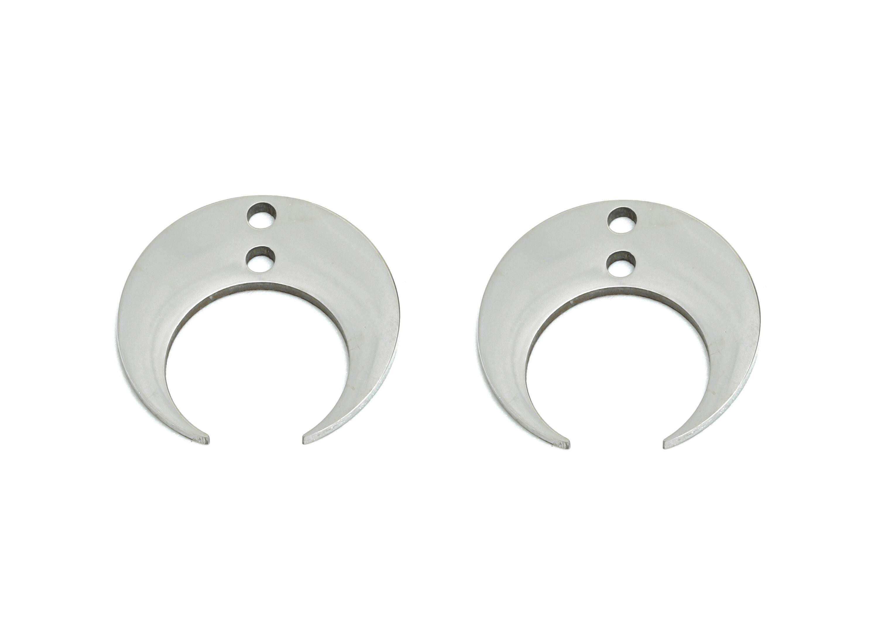 Steel Crescent Connector - Steel Horned Moon Pendant - Celestial Jewelry Supply - Double Hole Crescent Connector - 13x13.6x0.98mm - SS2648 - DOMEDBAZAAR