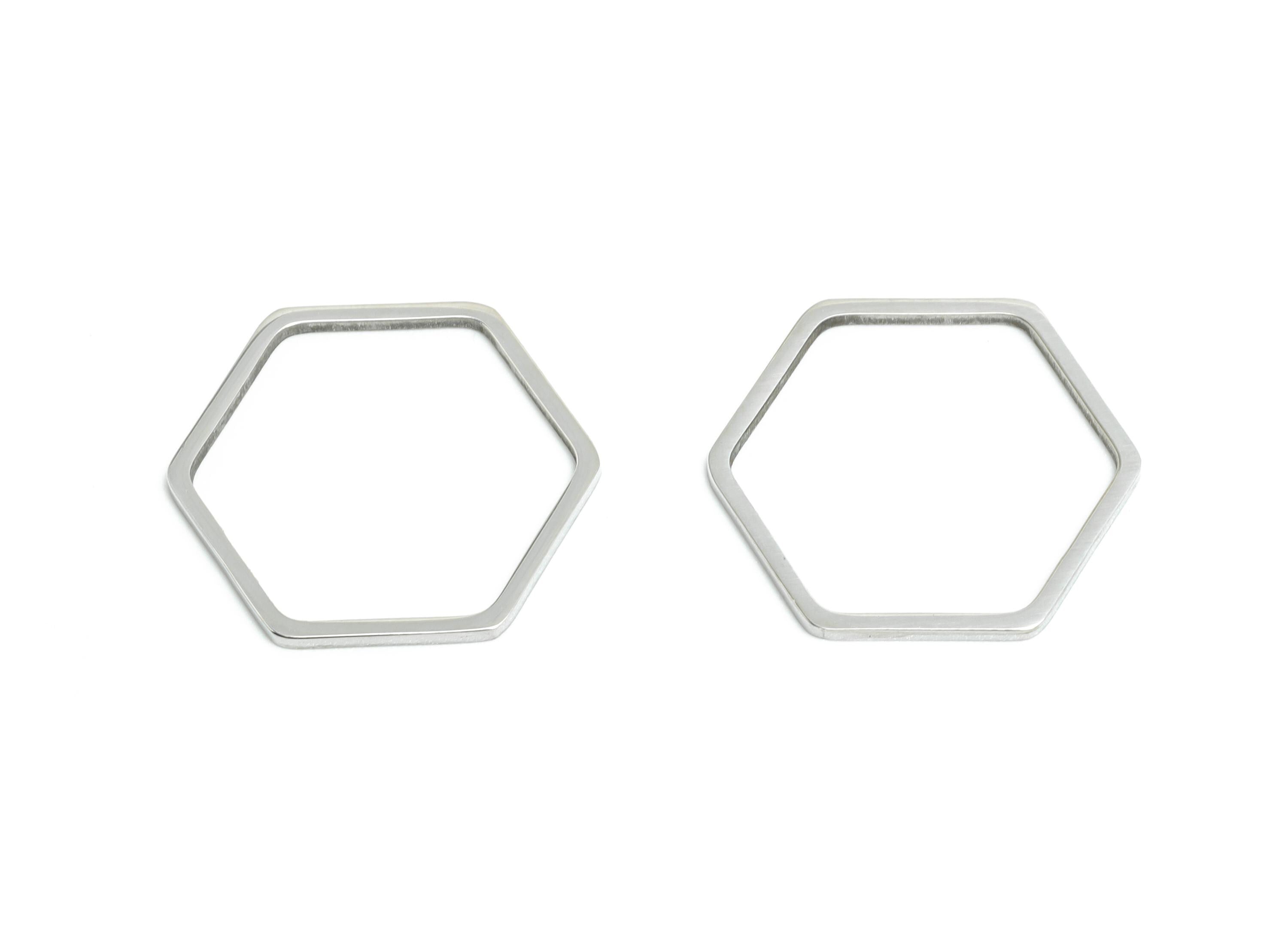 18mm Steel Hexagon Ring Earring Charm - Geometric Jewelry Connector for DIY Making - Lightweight Hollow Hexagon Charm-17.8x15.8x0.9mm-SS2681 - DOMEDBAZAAR