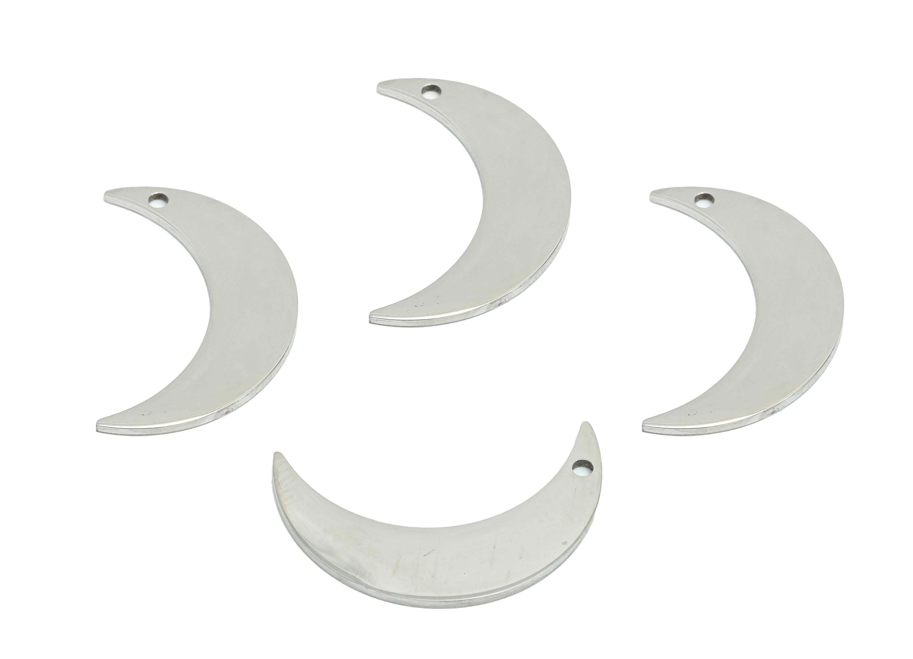 Crescent Moon Charm - Steel Silver Crescent Necklace Piece - Celestial Jewelry Supply - Minimalist Moon Charm - 21x13x0.98mm - SS2652 - DOMEDBAZAAR