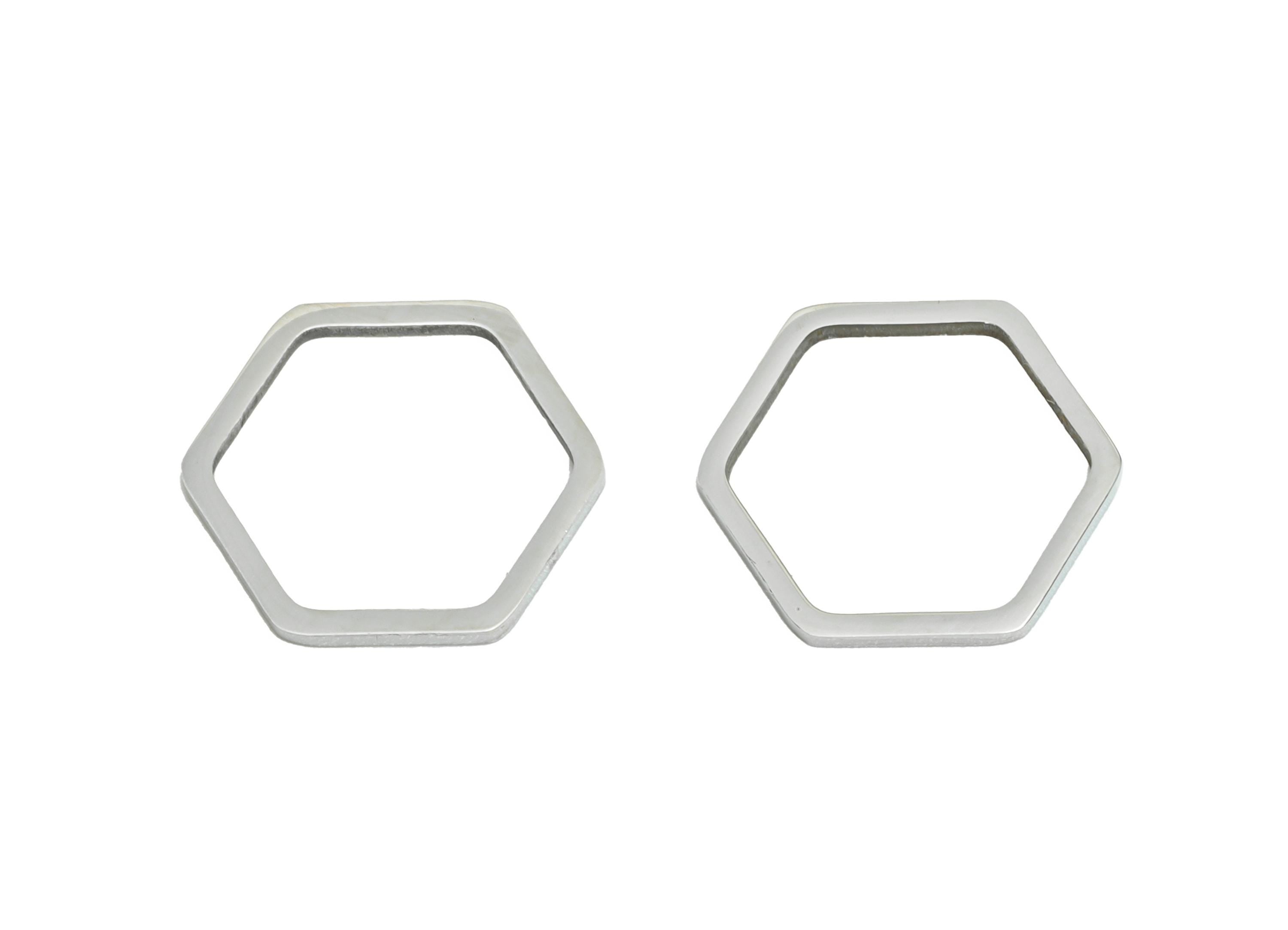 13mm Steel Hexagon Ring Earring Charm - Geometric Jewelry Connector for DIY Making - Lightweight Hollow Hexagon Charm - 13x11.8x0.9mm-SS2683 - DOMEDBAZAAR