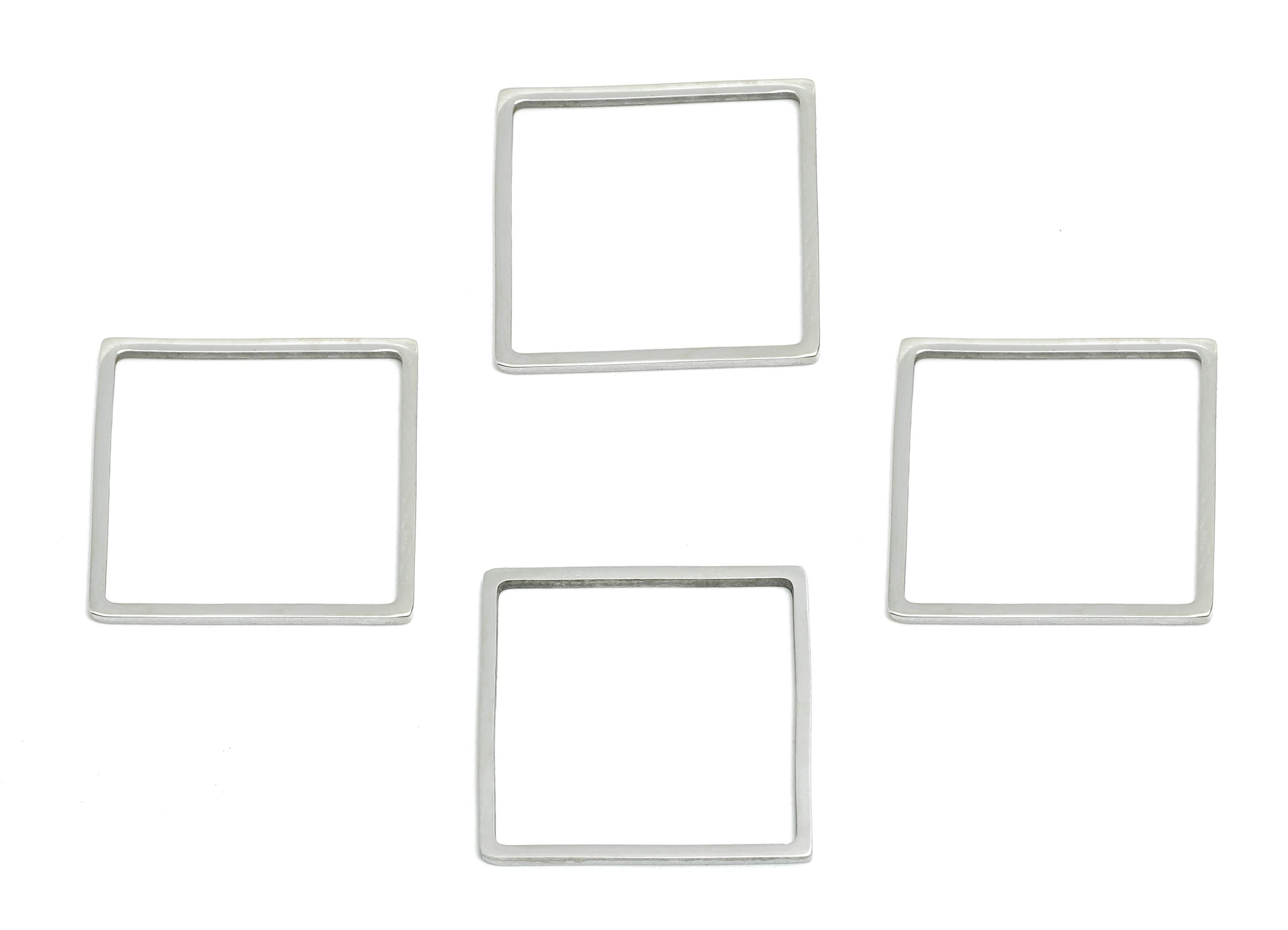 17mm Steel Square Ring Earring Charm - Geometric Jewelry Connector for DIY Making - Lightweight Hollow Square Charm - 17.8x17.8x0.9mm-SS2675 - DOMEDBAZAAR