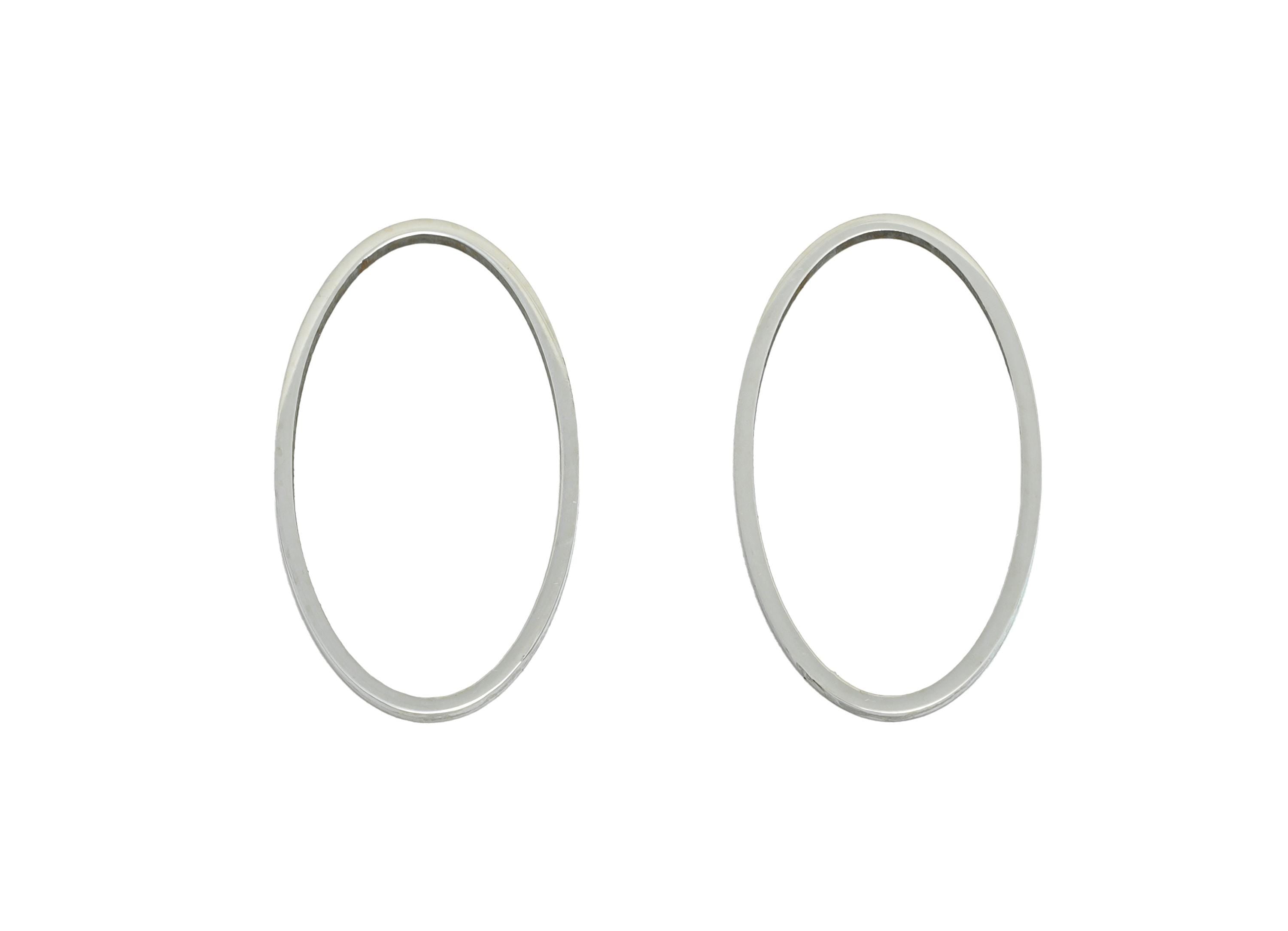 25mm Steel Oval Ring Earring Charm - Geometric Jewelry Connector for DIY Making - Lightweight Hollow Square Finding - 25.7x14x0.9mm - SS2667 - DOMEDBAZAAR