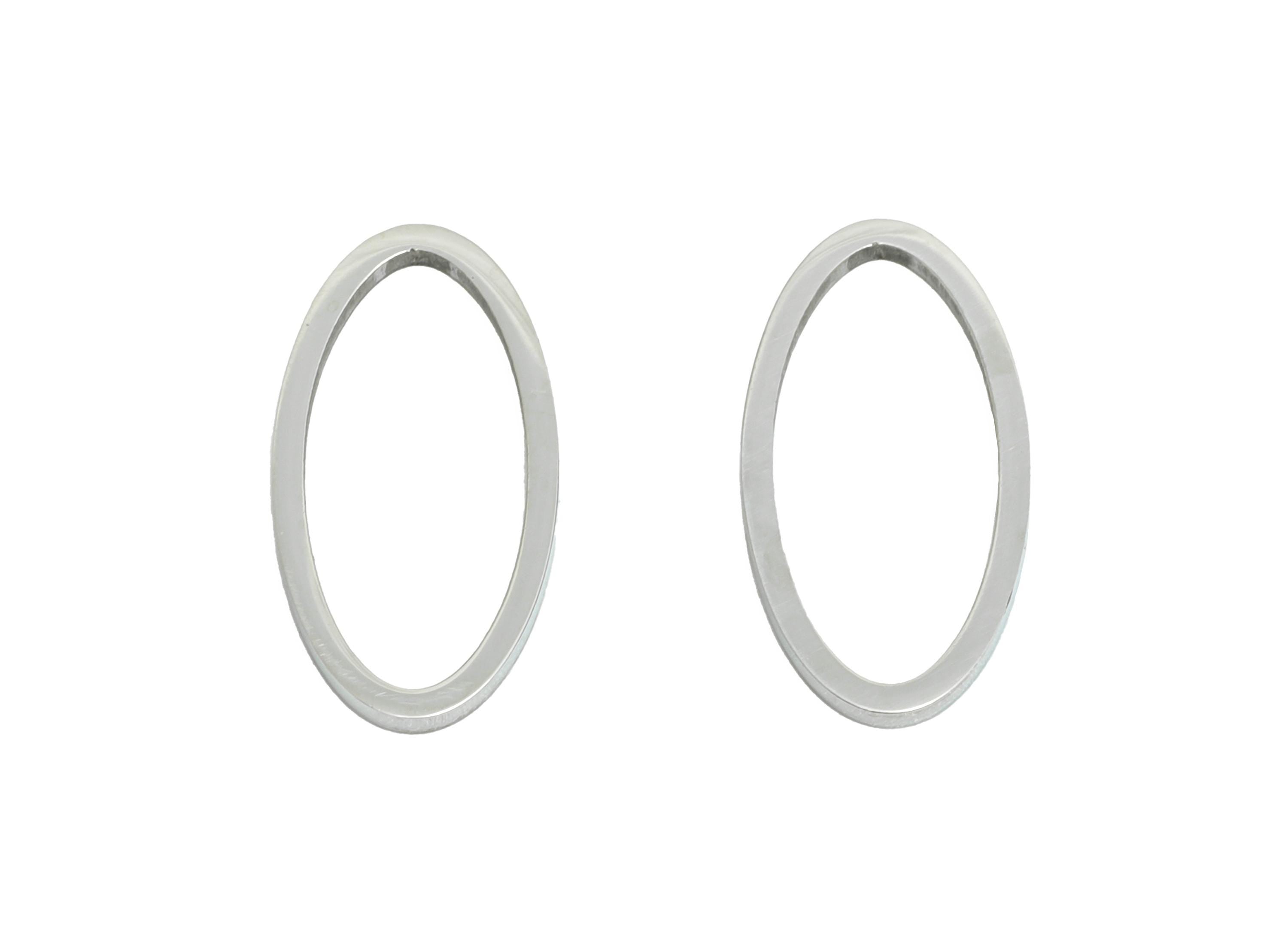 15mm Steel Oval Ring Earring Charm - Geometric Jewelry Connector for DIY Making - Lightweight Hollow Square Finding - 15.7x8x0.9mm - SS2669 - DOMEDBAZAAR