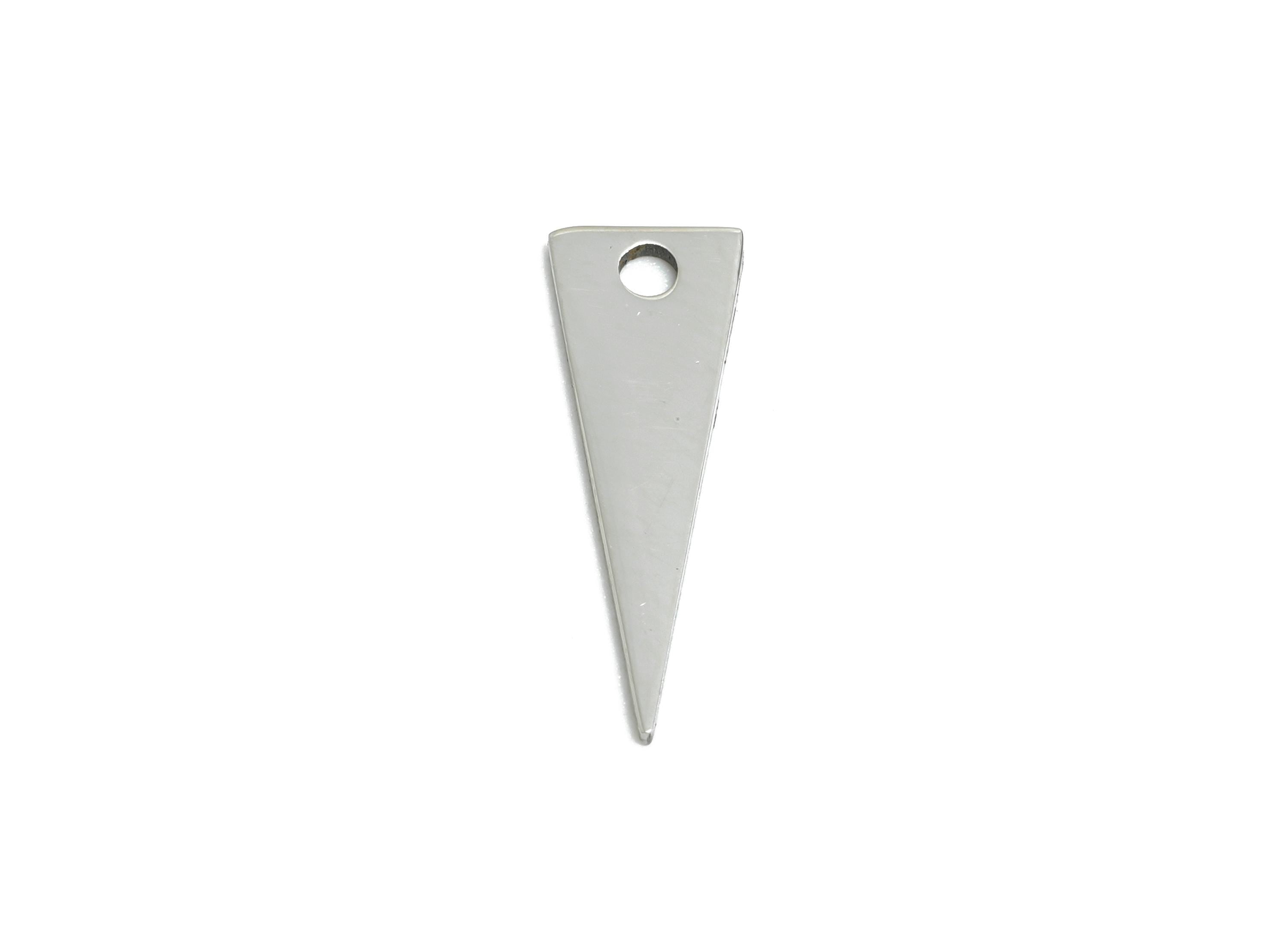 Steel Triangle Charm - Stainless Steel Geometry Jewelry - Punk Rock Jewelry Supply - DIY Necklace Making Supplies - 17x6x0.98mm - SS2636 - DOMEDBAZAAR