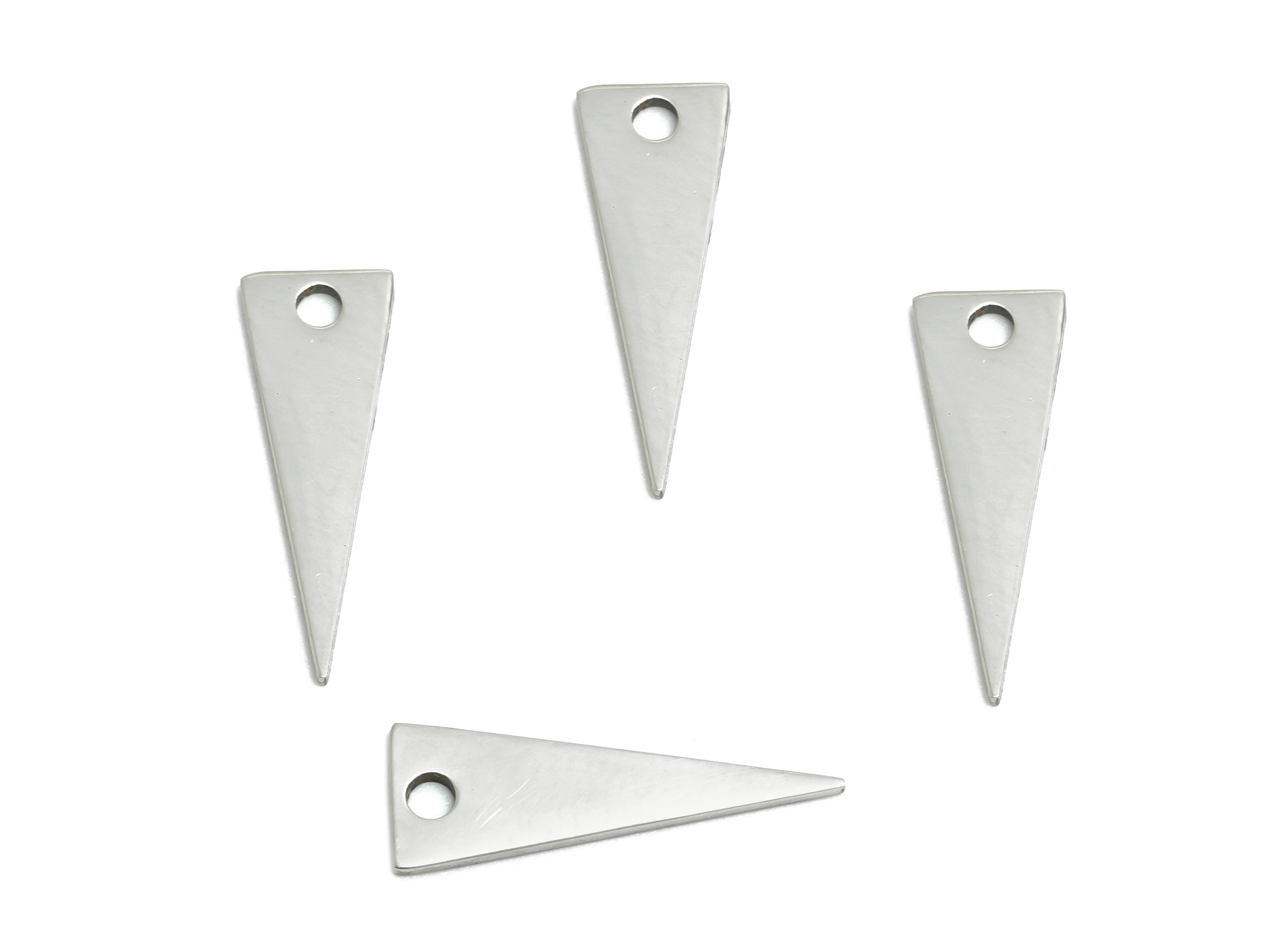 Steel Triangle Charm - Stainless Steel Geometry Jewelry - Punk Rock Jewelry Supply - DIY Necklace Making Supplies - 17x6x0.98mm - SS2636 - DOMEDBAZAAR