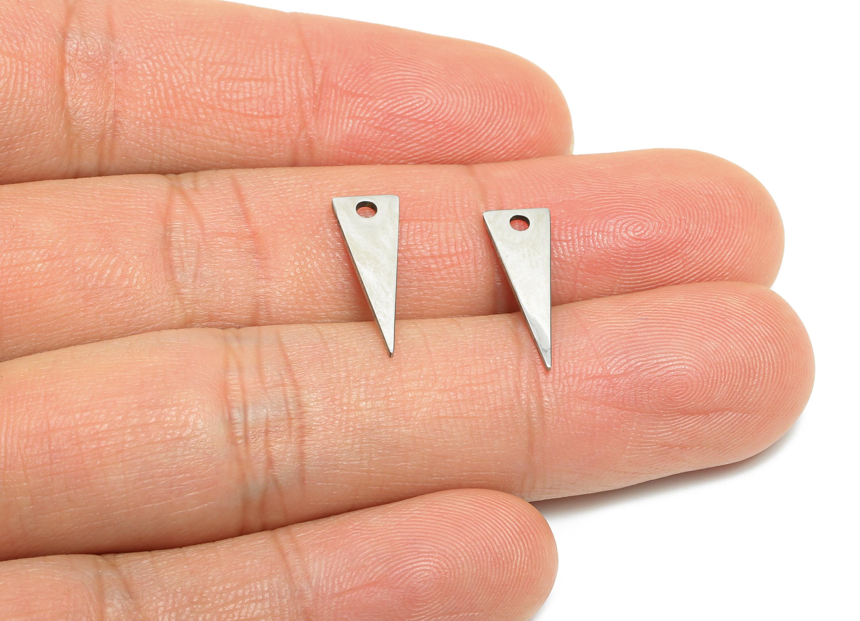 Steel Triangle Charm - Stainless Steel Geometry Jewelry - Punk Rock Jewelry Supply - DIY Necklace Making Supplies - 17x6x0.98mm - SS2636 - DOMEDBAZAAR