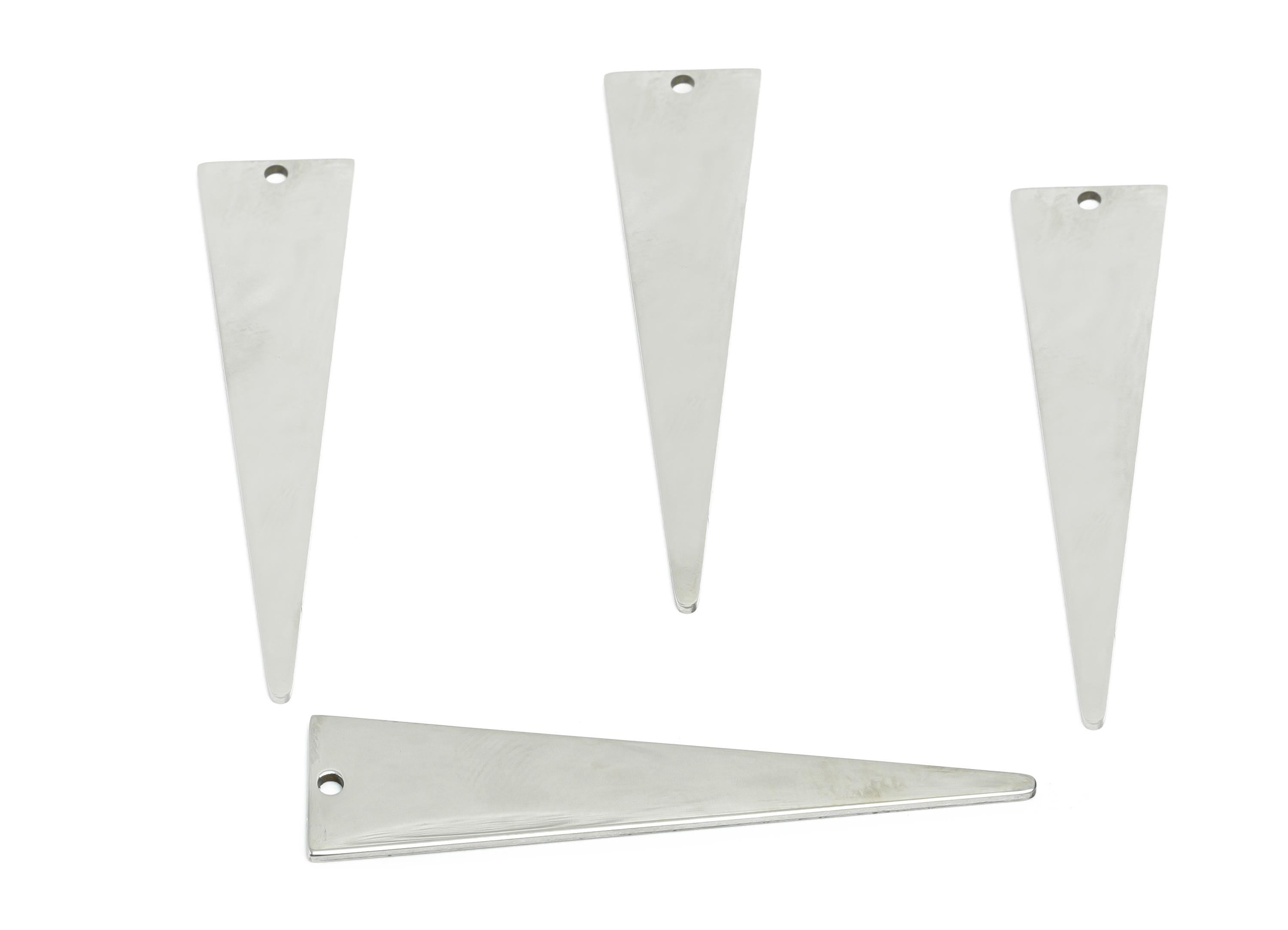 Steel Triangle Charm - Stainless Steel Geometry Jewelry - Punk Rock Jewelry Supply - DIY Necklace Making Supplies - 46x11x0.98mm - SS2634 - DOMEDBAZAAR