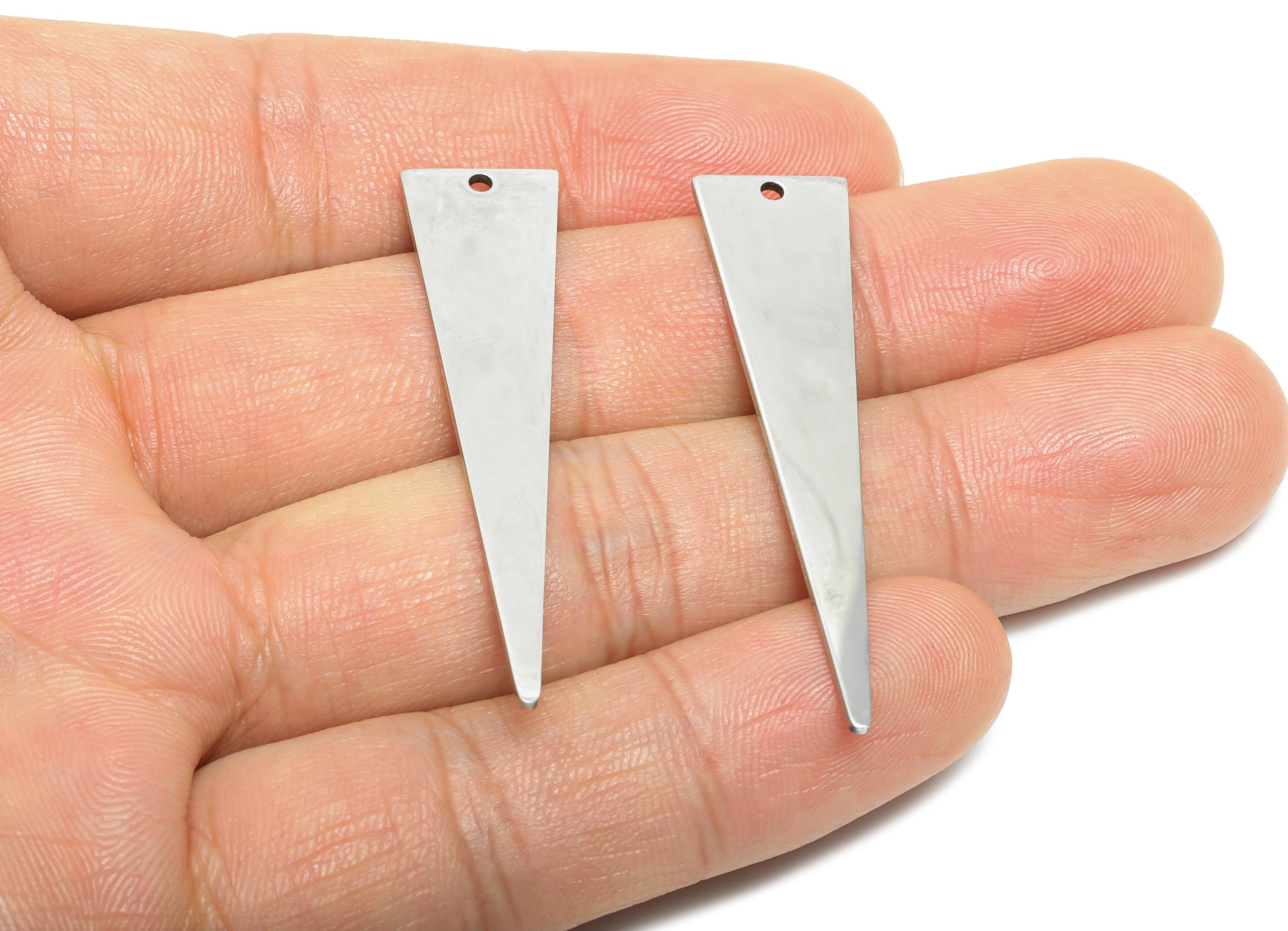 Steel Triangle Charm - Stainless Steel Geometry Jewelry - Punk Rock Jewelry Supply - DIY Necklace Making Supplies - 46x11x0.98mm - SS2634 - DOMEDBAZAAR