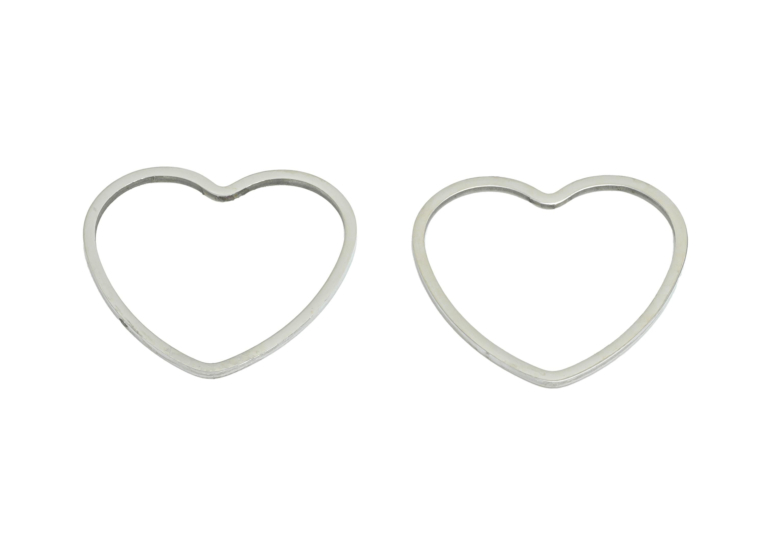 19mm Steel Heart Ring Earring Charms - Geometric Jewelry Connector for DIY Making - Hollow Metal DIY Jewelry - 19.65x17.74x0.8mm - SS2688