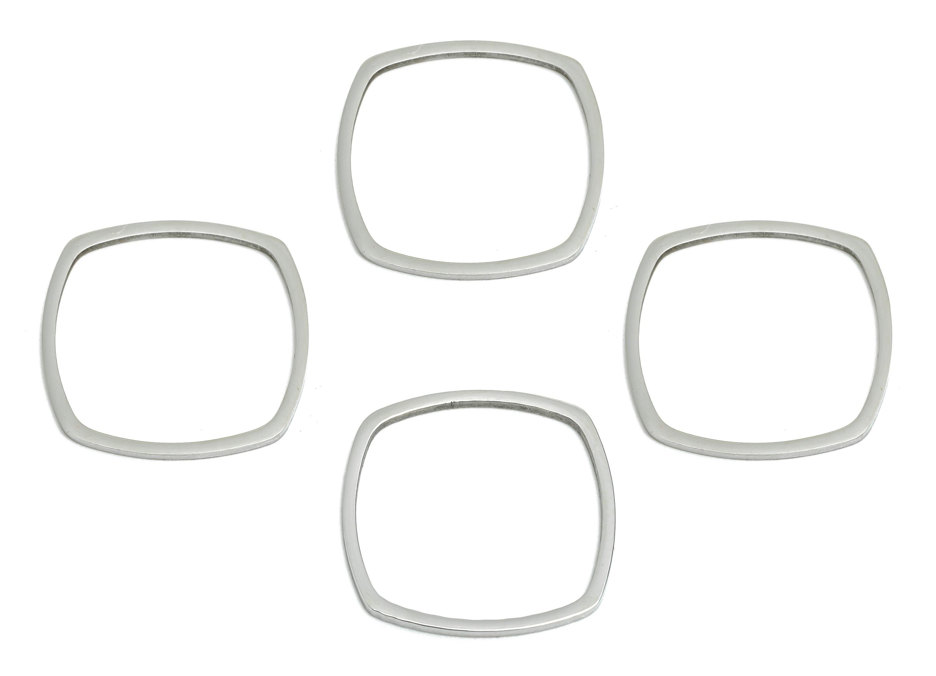 17mm Steel Square Ring Earring Charm - Geometric Jewelry Connector for DIY Making - Hollow Square Jewelry Charm - 17.8x17.8x0.9mm - SS2663 - DOMEDBAZAAR