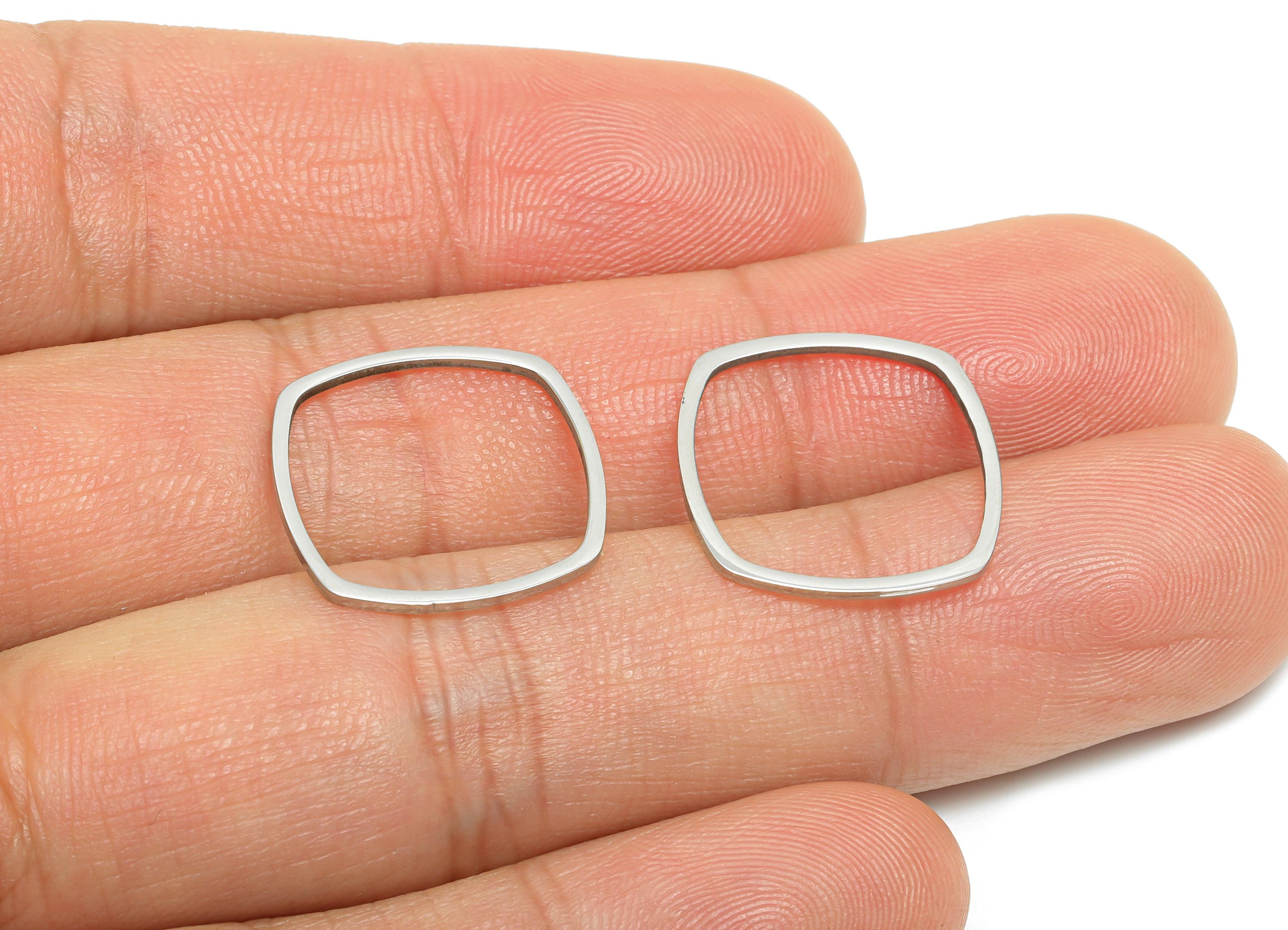 17mm Steel Square Ring Earring Charm - Geometric Jewelry Connector for DIY Making - Hollow Square Jewelry Charm - 17.8x17.8x0.9mm - SS2663 - DOMEDBAZAAR