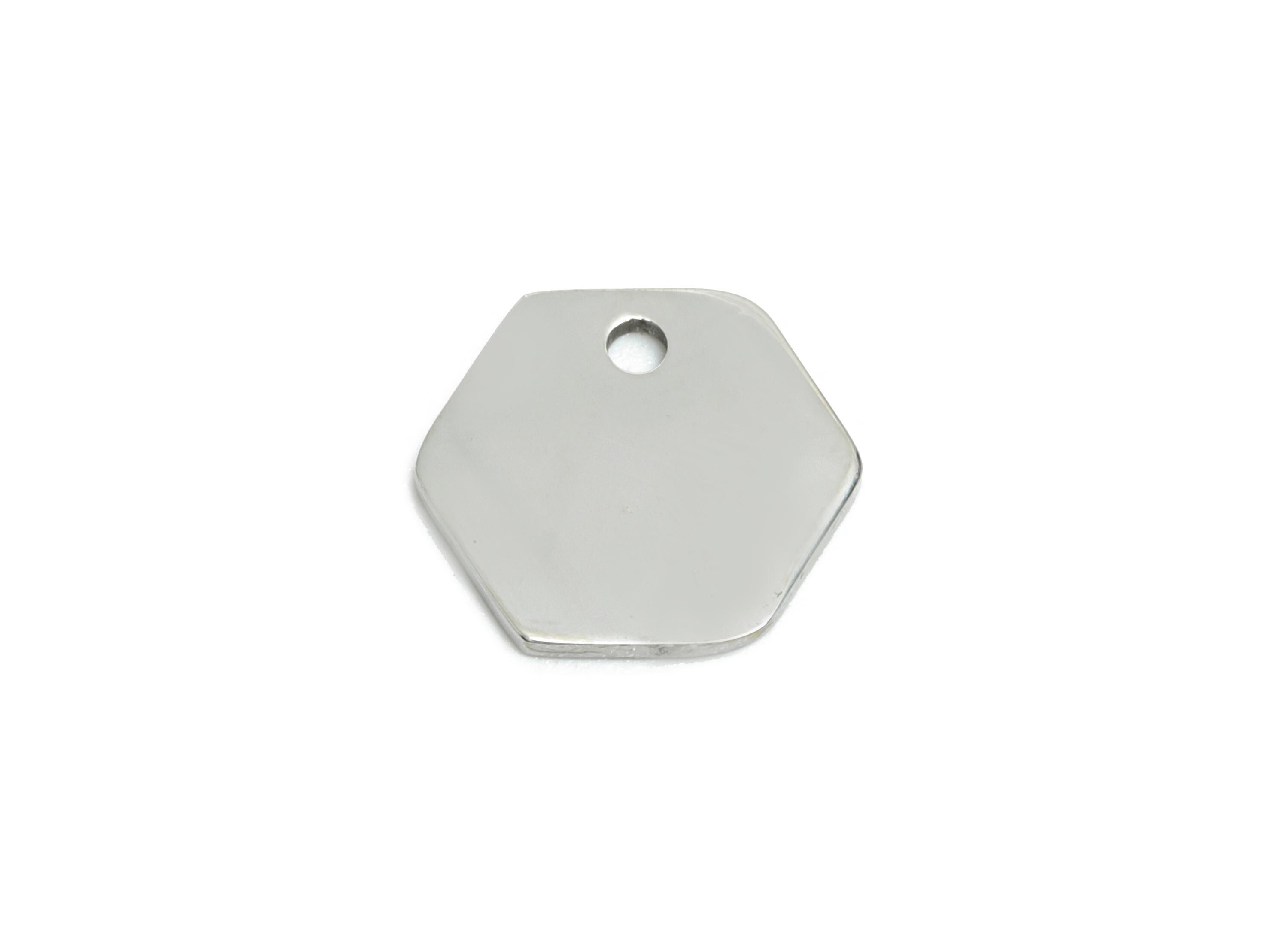 Steel Hexagon Charm - Stainless Steel Geometric Jewelry - Metal Hexagon Jewelry Charm - DIY Bracelet Making Supplies -10.9x9.9x0.9mm -SS2684