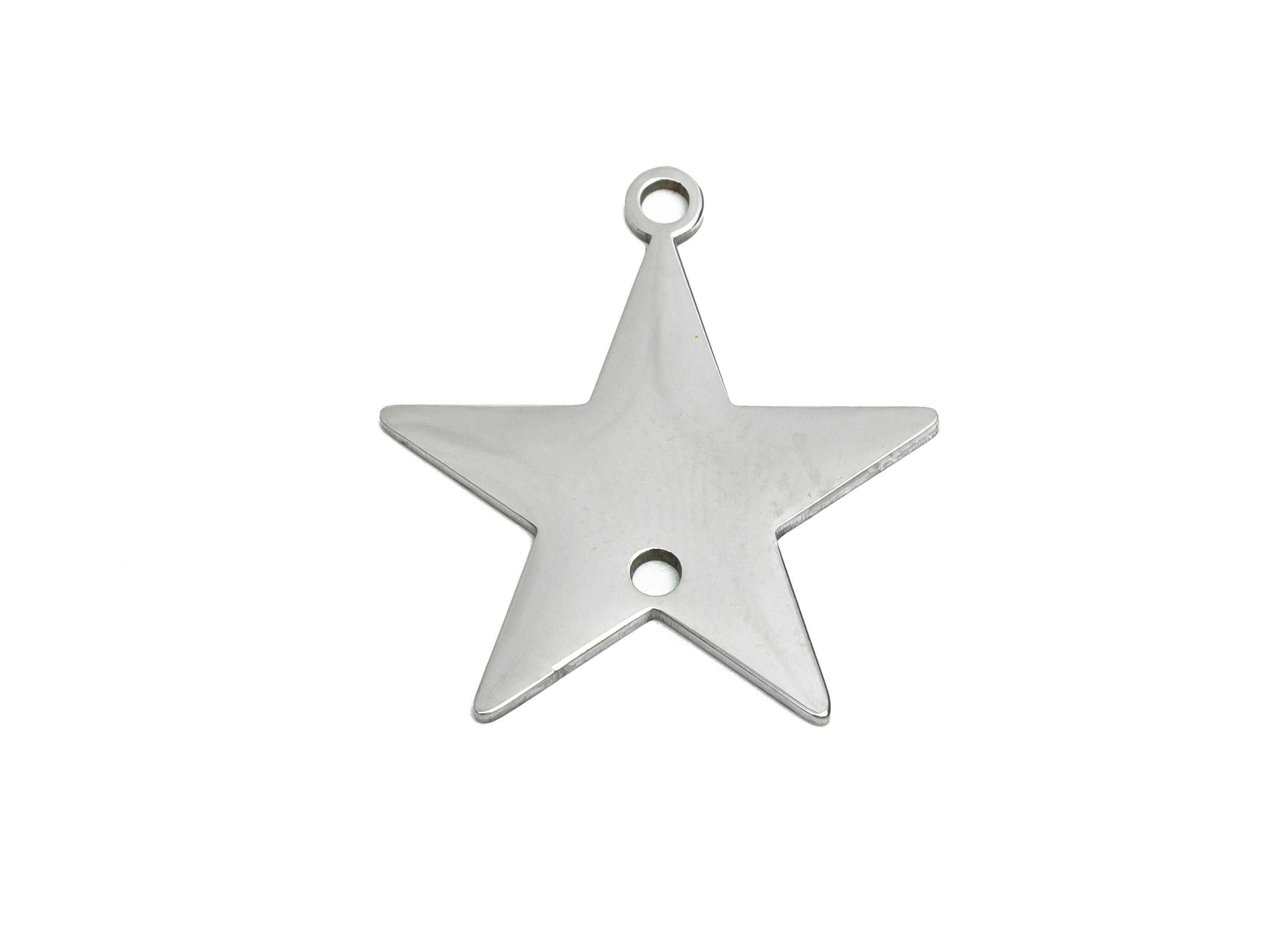 Stainless Steel Star Charm - Celestial Star Pendant - Five-Pointed Star Necklace Charm - Magical Star Jewelry Making - 21x19x0.98mm - SS2638