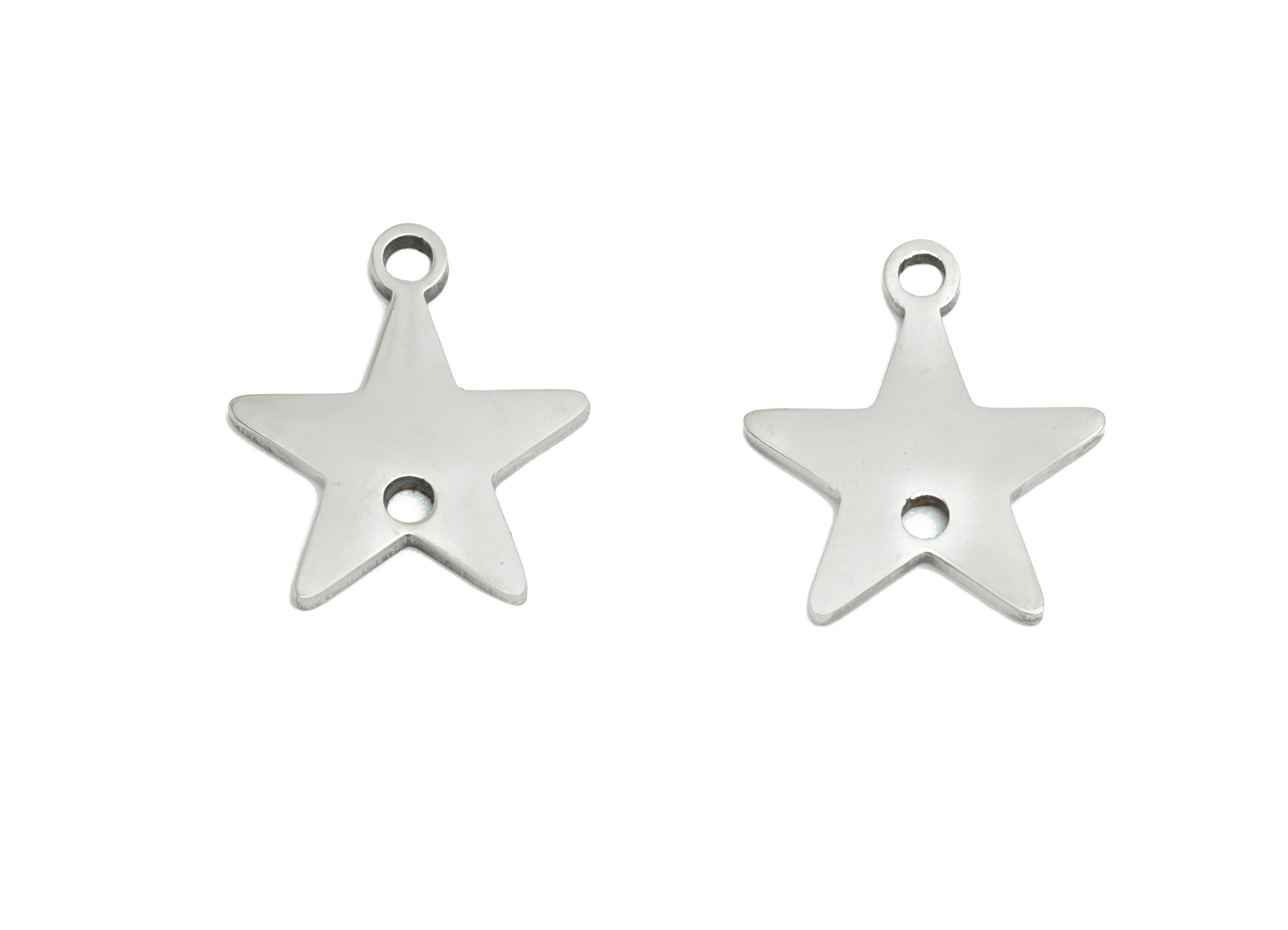 Stainless Steel Star Charm - Celestial Star Pendant - Five-Pointed Star Necklace Charm - Magical Star Jewelry Making - 21x19x0.98mm - SS2651
