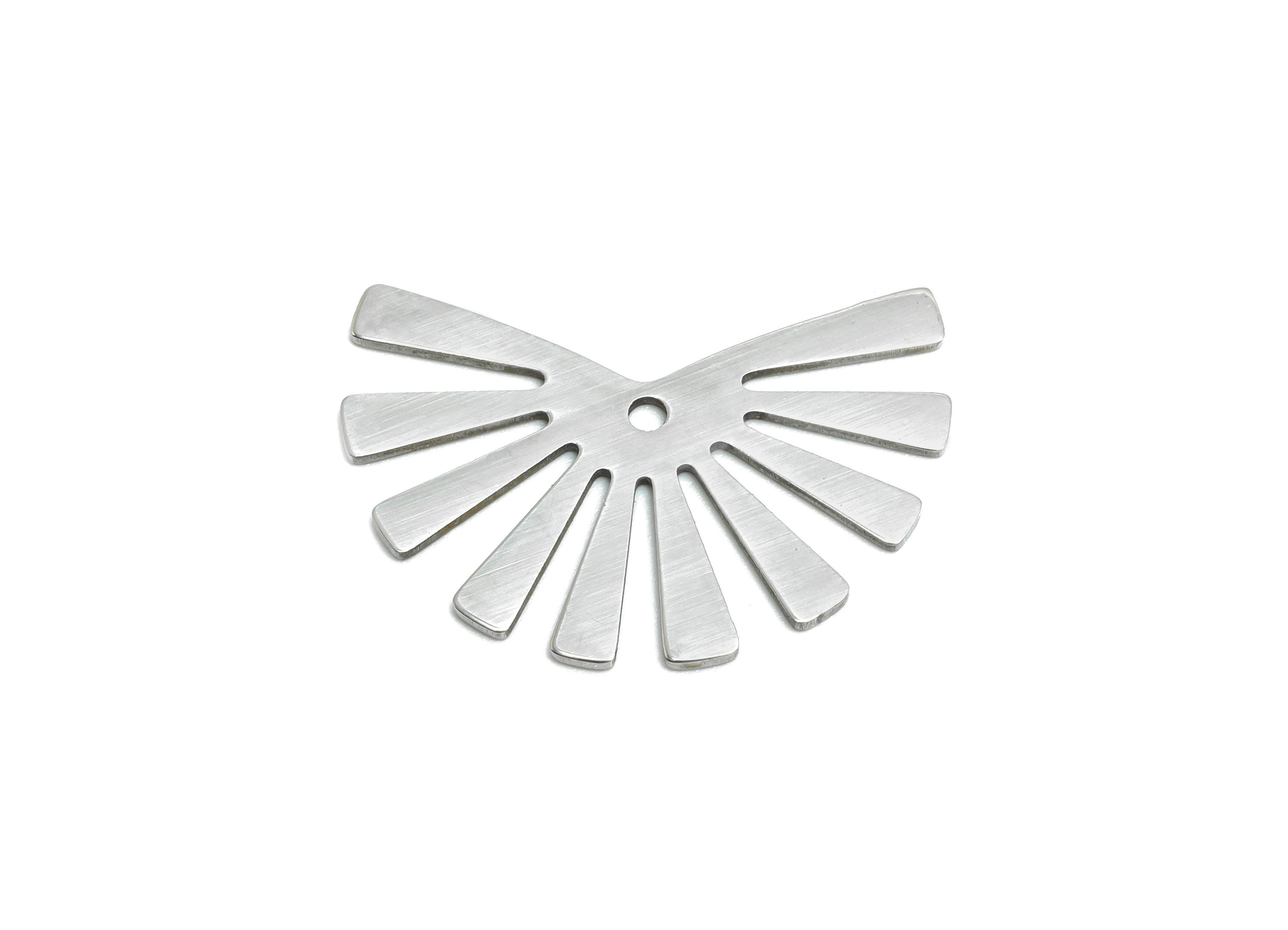 Modern Sunburst Fan Charm - Stainless Steel Geometric Radiant Charm - Art Deco Fan Connector - Sun Necklace Charm - 24.75x16x0.98mm - SS2641