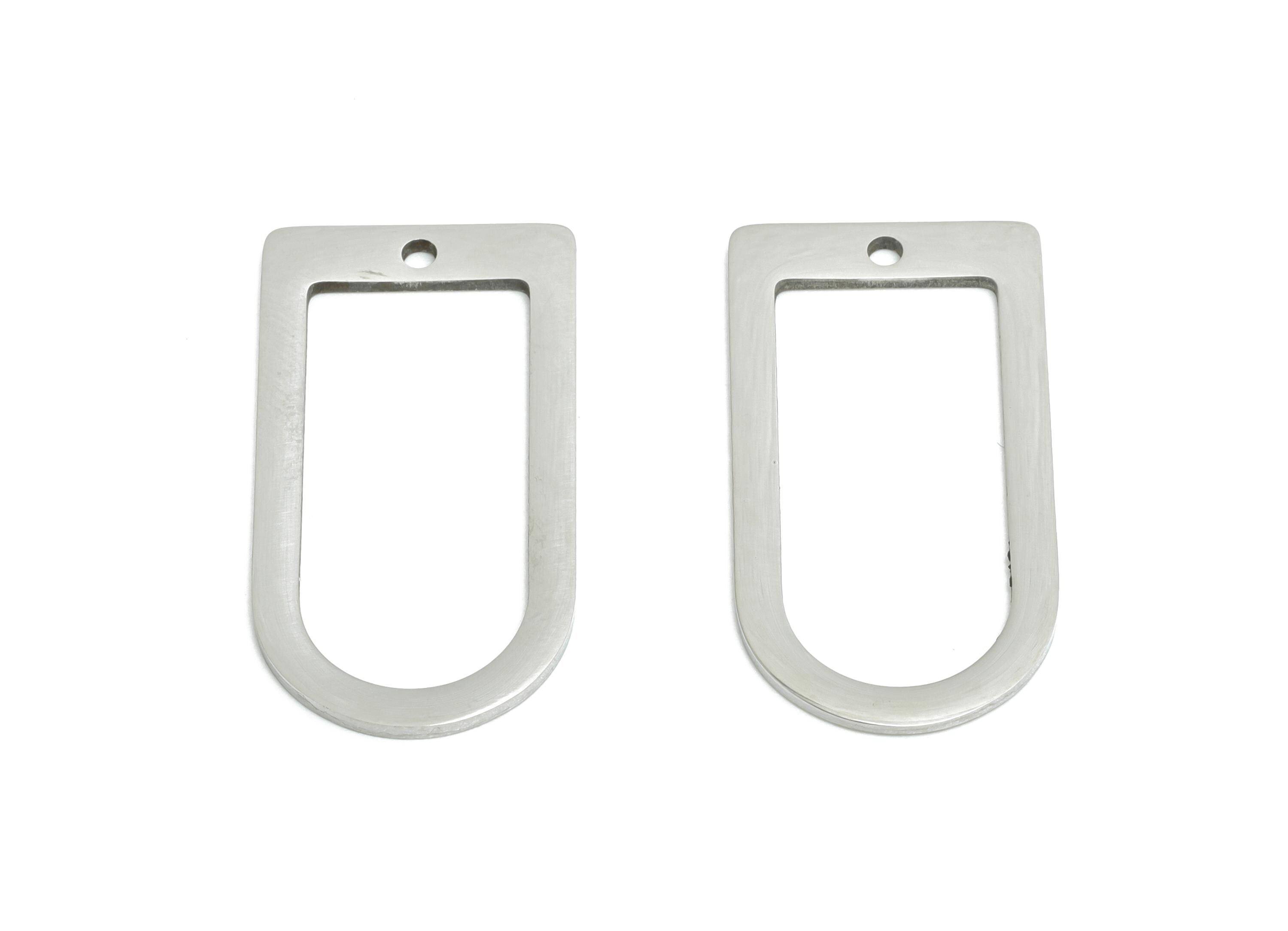 Steel Rectangle Pendant - Modern Openwork Connector For DIY Crafts - Cutout Pendant For DIY Craft - Geometric Pendant - 24x12x0.9mm - SS2264 - DOMEDBAZAAR