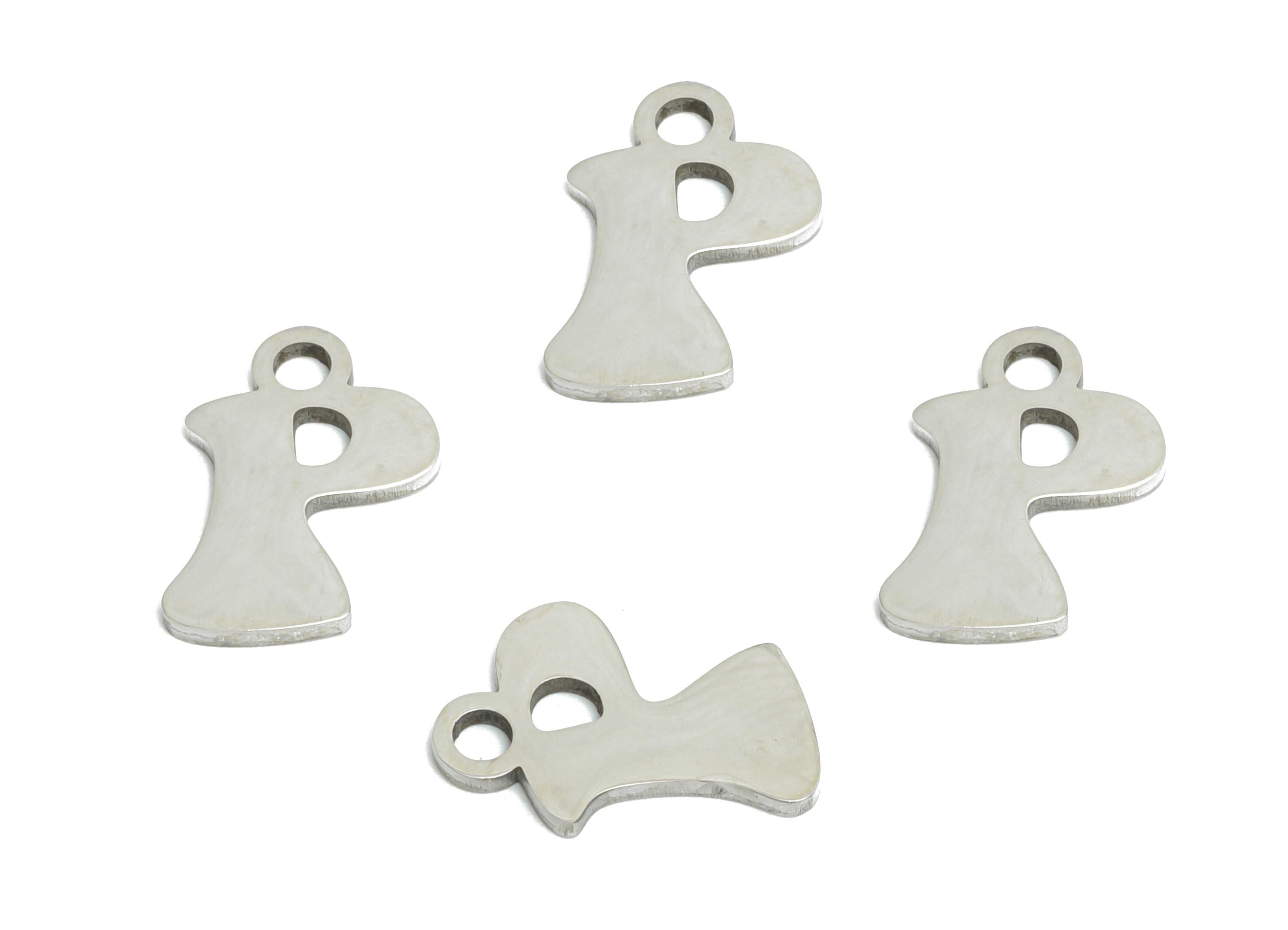 Steel Letter P Pendant  - Steel Alphabet P Charm For Necklaces - Personalized Initial P Pendant - P Alphabet Charm - 12x8.18x0.98mm - SS2398 - DOMEDBAZAAR