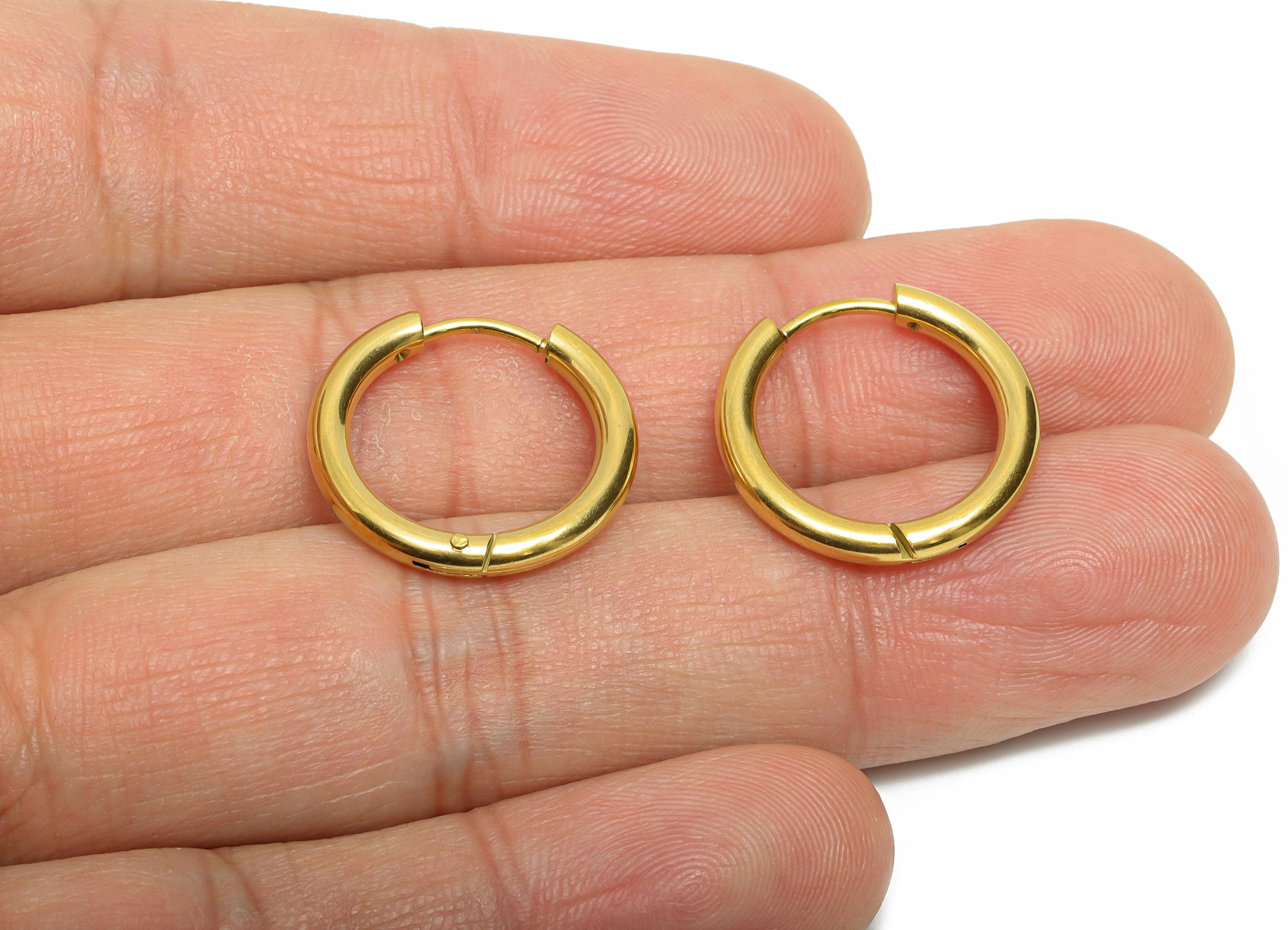 19x2.5mm Steel Hoop Earrings - Elegant Gold Hoop Earring - Minimalist Circle Huggie Earring - 304 Stainless Steel - 19x19x2.5mm - SS1718-14G - DOMEDBAZAAR