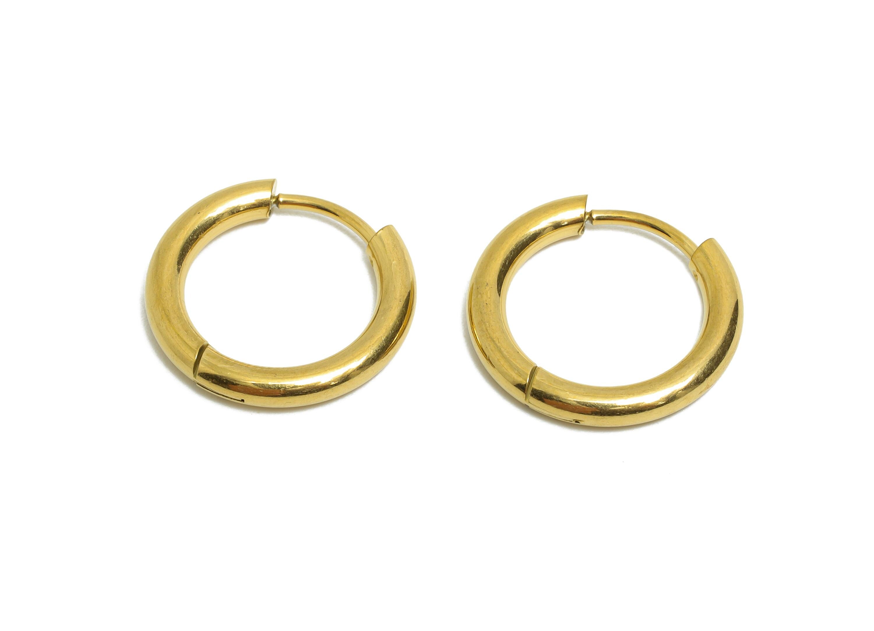 17x2.5mm Steel Hoop Earrings - Elegant Gold Hoop Earring - Minimalist Circle Huggie Earring - 304 Stainless Steel - 17x17x2.5mm - SS1718-12G - DOMEDBAZAAR