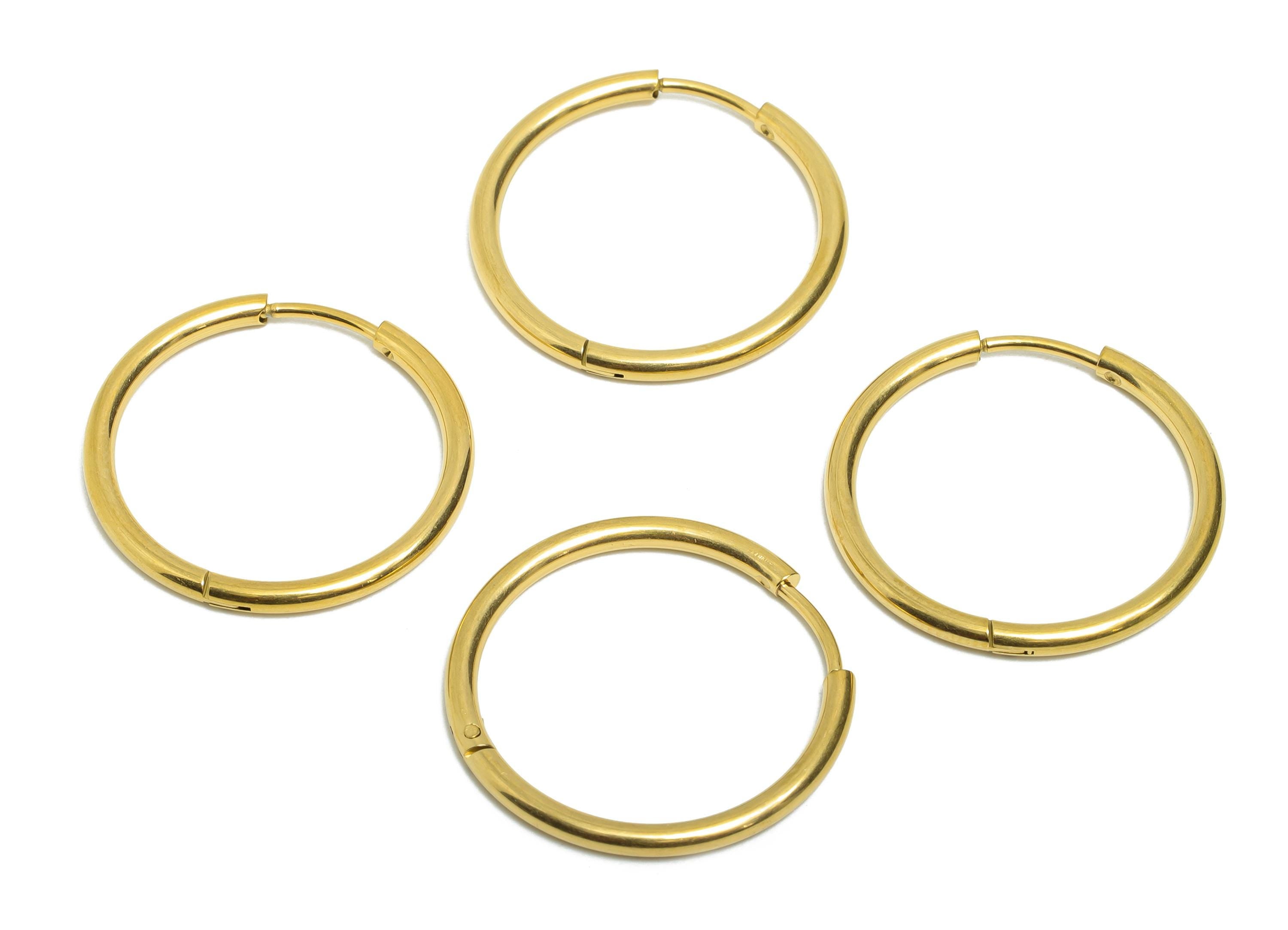 25x2mm Steel Hoop Earrings - Elegant Gold Hoop Earring - Minimalist Circle Huggie Earring - 304 Stainless Steel - 24.7x24.7x2mm - SS1717-20G - DOMEDBAZAAR