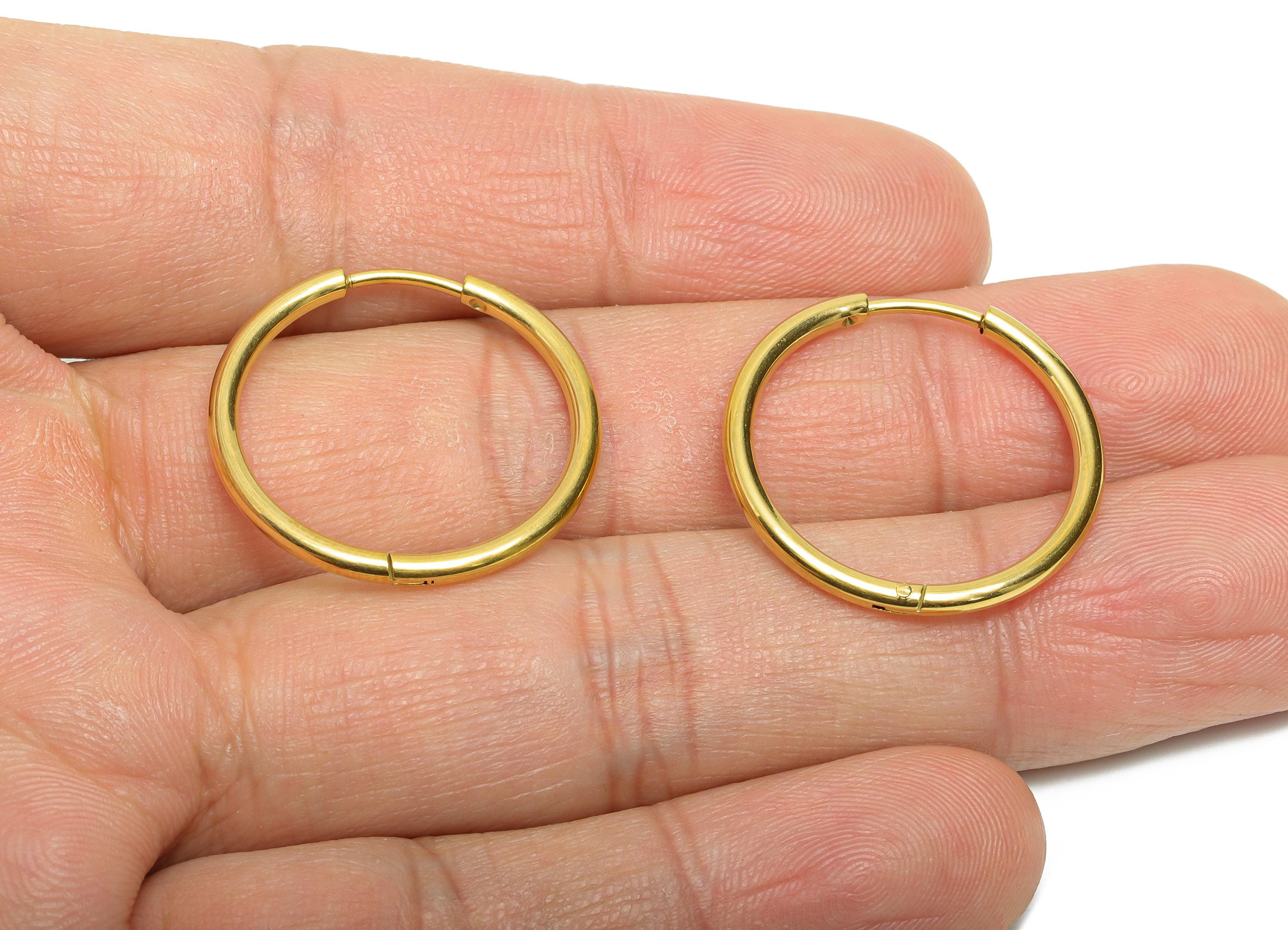 25x2mm Steel Hoop Earrings - Elegant Gold Hoop Earring - Minimalist Circle Huggie Earring - 304 Stainless Steel - 24.7x24.7x2mm - SS1717-20G - DOMEDBAZAAR
