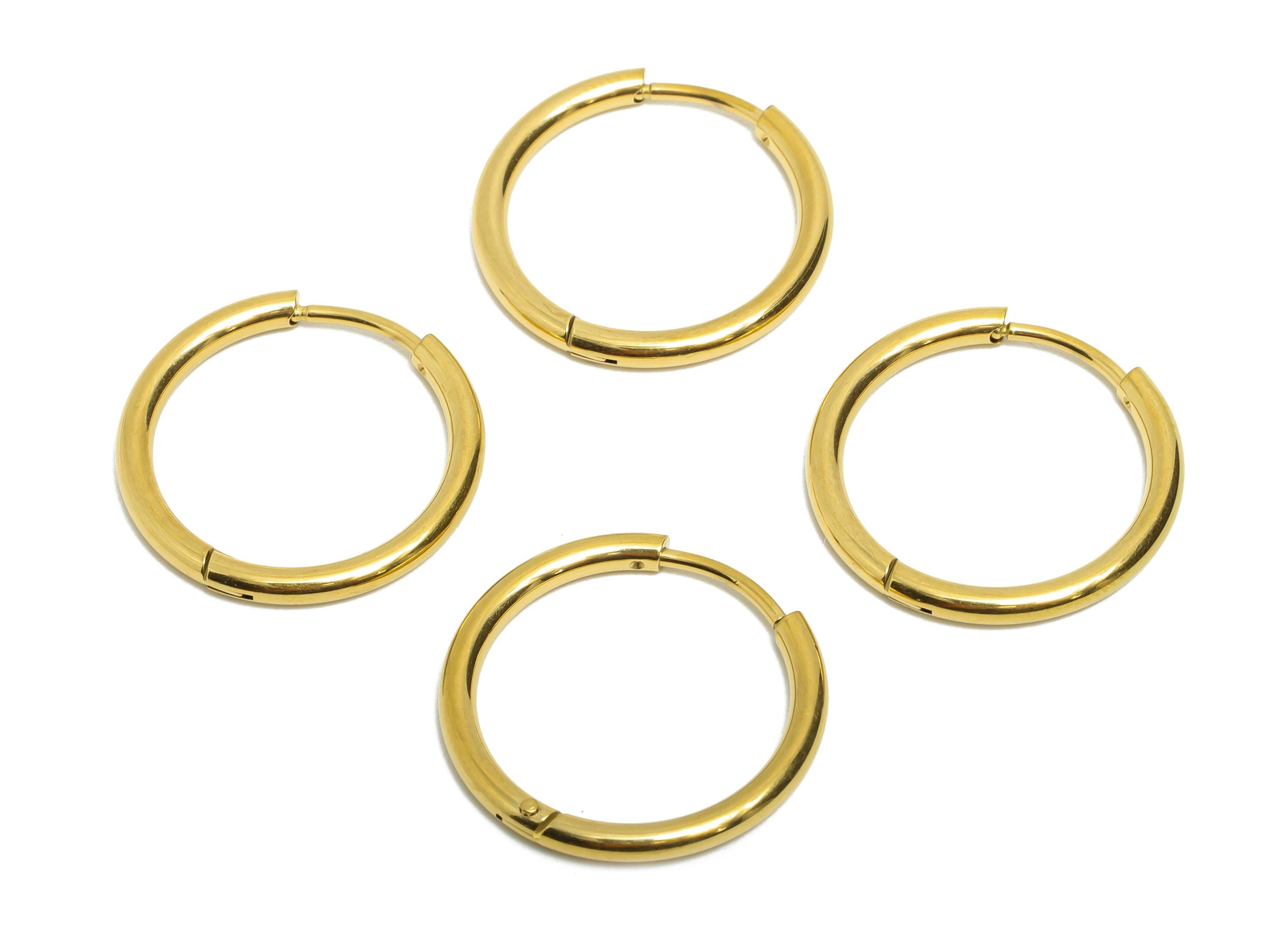 20x2mm Steel Hoop Earrings - Elegant Gold Hoop Earring - Minimalist Circle Huggie Earring - 304 Stainless Steel - 20x20x2mm - SS1717-16G - DOMEDBAZAAR