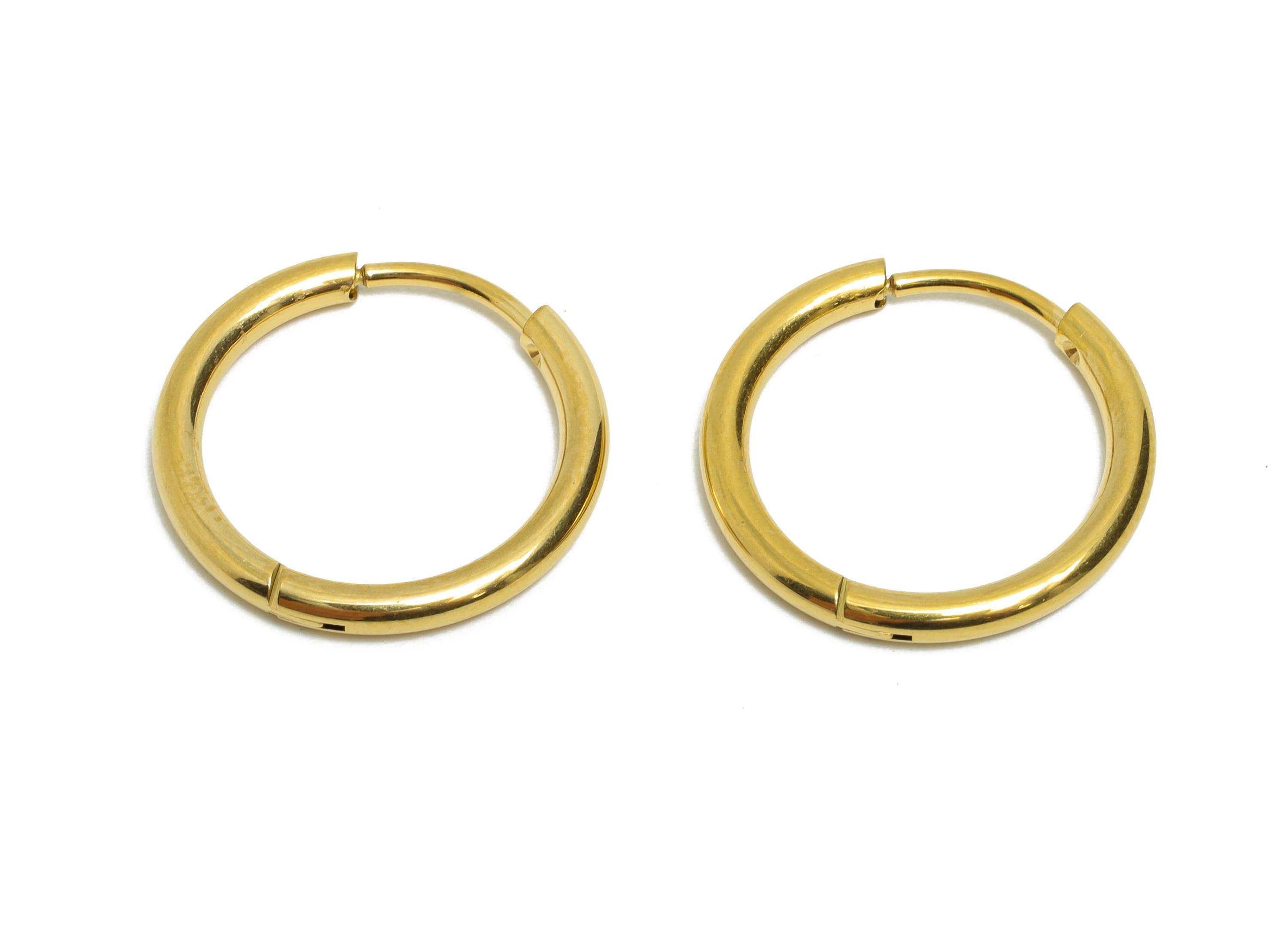 18x2mm Steel Hoop Earrings - Elegant Gold Hoop Earring - Minimalist Circle Huggie Earring - 304 Stainless Steel - 18x18x2mm - SS1717-14G - DOMEDBAZAAR
