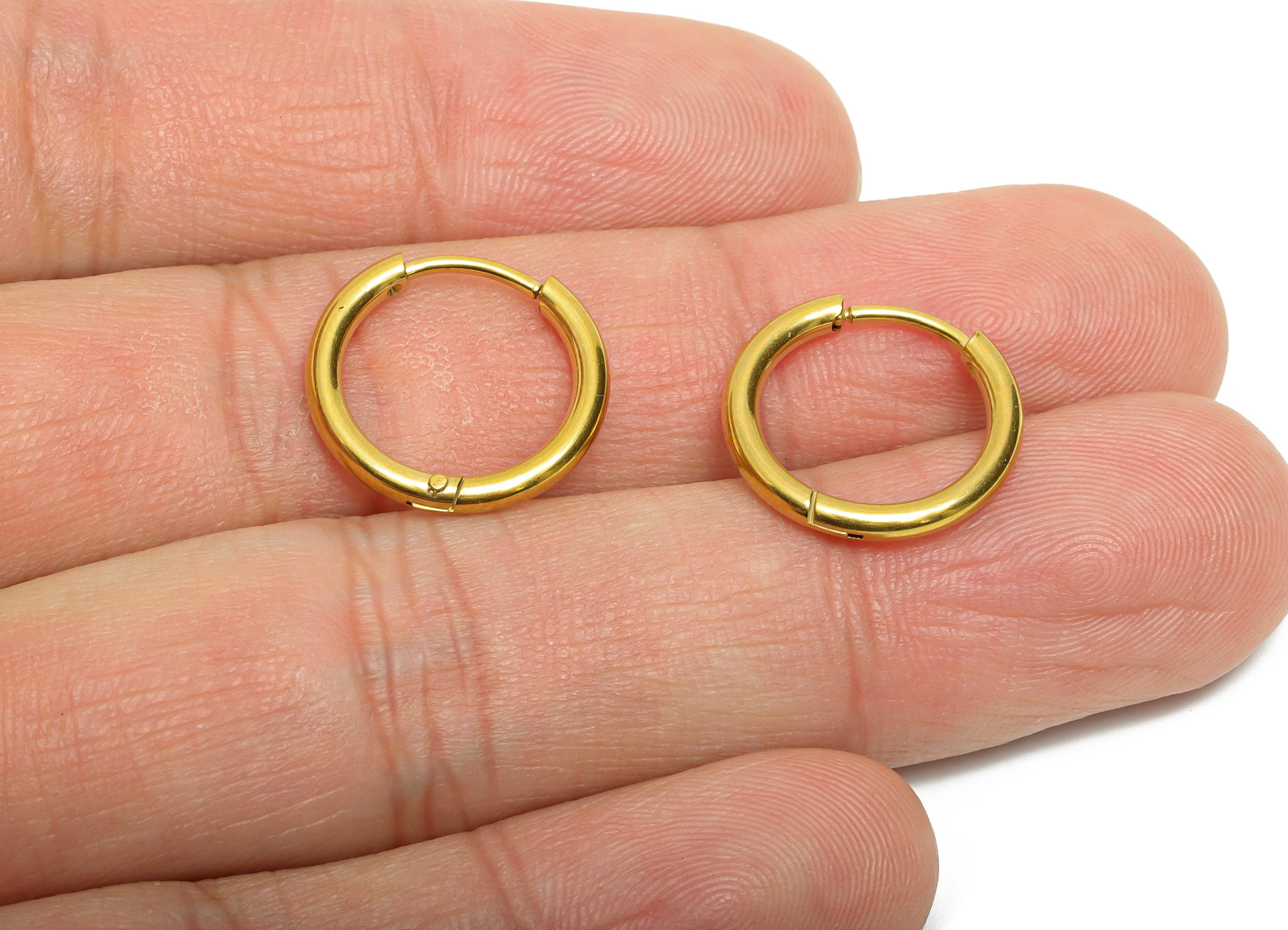 16x2mm Steel Hoop Earrings - Elegant Gold Hoop Earring - Minimalist Circle Huggie Earring - 304 Stainless Steel - 16x16mm - SS1717-12G - DOMEDBAZAAR