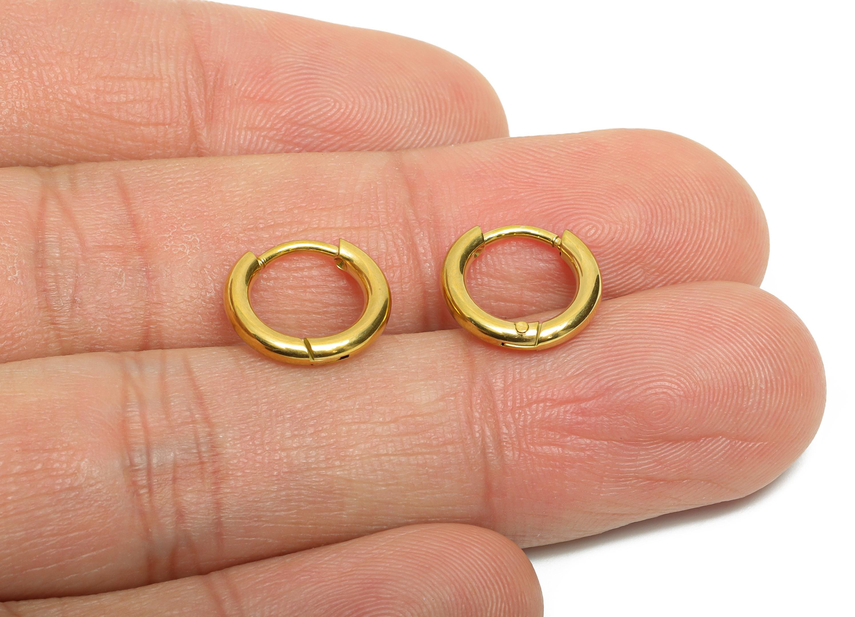 12x2mm Steel Hoop Earrings - Elegant Gold Hoop Earring - Minimalist Circle Huggie Earring - 304 Stainless Steel - 12x12x2mm - SS1717-8G - DOMEDBAZAAR