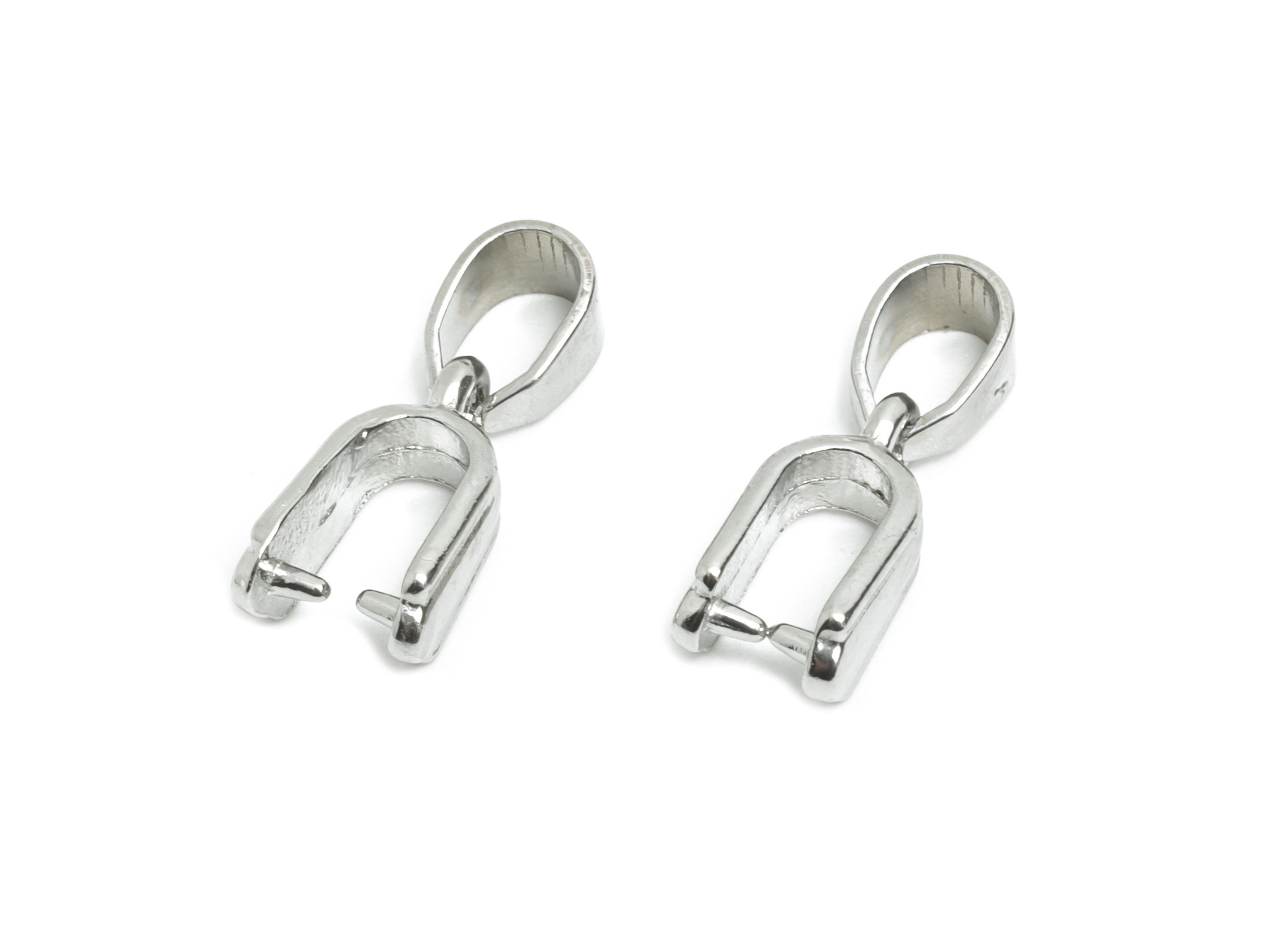 Steel Necklace Connection Buckle - Universal Necklace Buckle - Silver Steel Buckle Clasp - Melon Seed for Necklace - 14.9x5.7x3.8mm - SS2259 - DOMEDBAZAAR