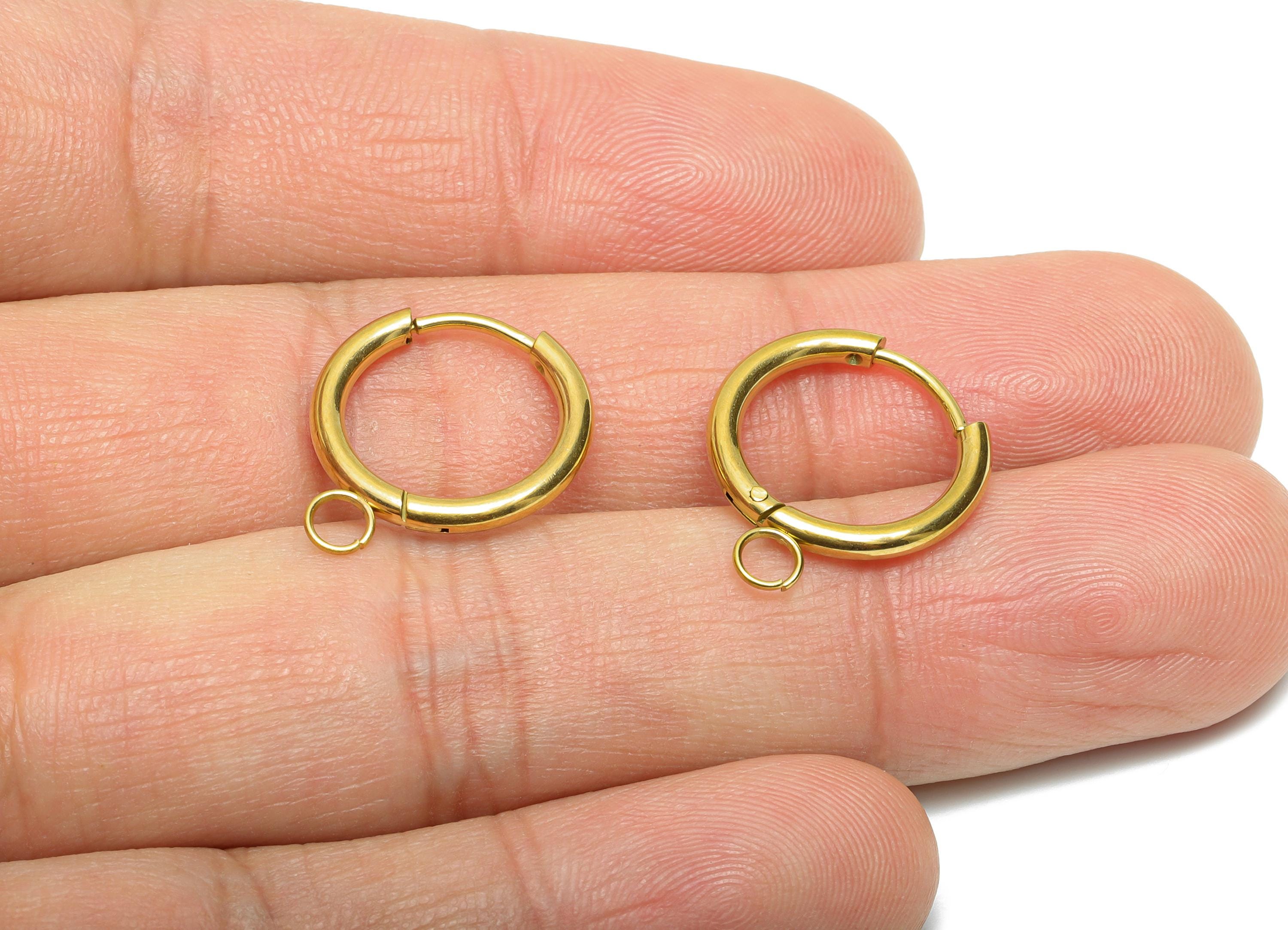 Steel Hoop Earrings - Gold Hoop Earring Clasp with Loop - Minimalist Circle Huggie Earring - 304 Stainless Steel - 19.7x15.96x2.1mm - SS2222 - DOMEDBAZAAR